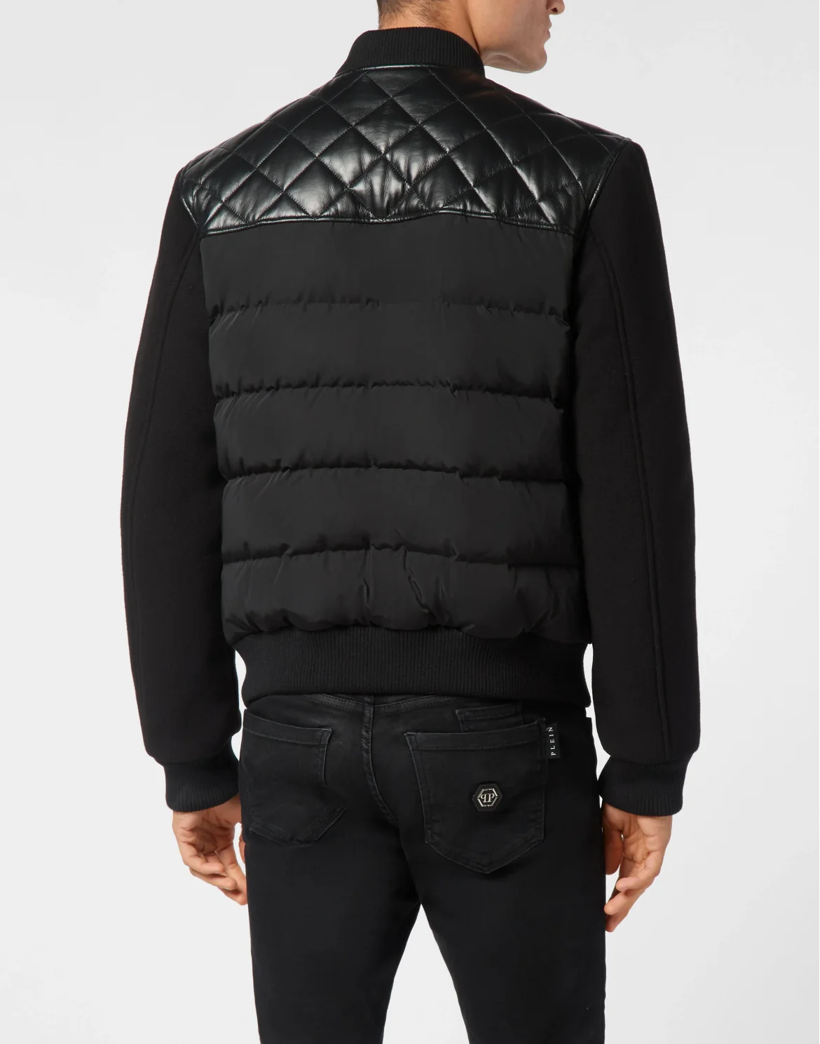 Puffer Leather Bomber Jacket LS, цвет: Черный