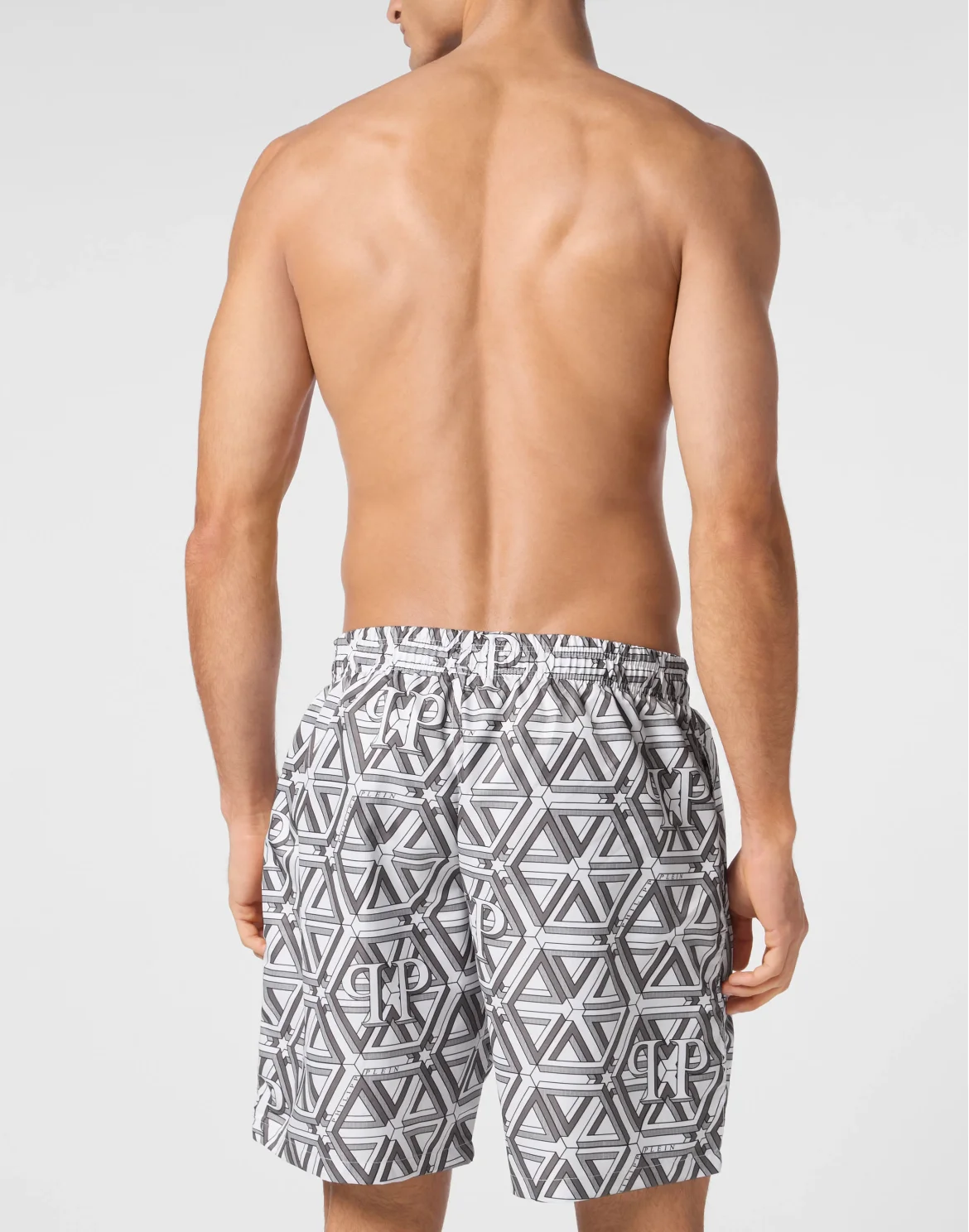 Jogging Printed Shorts with Hexagon Monogram, цвет: Белый