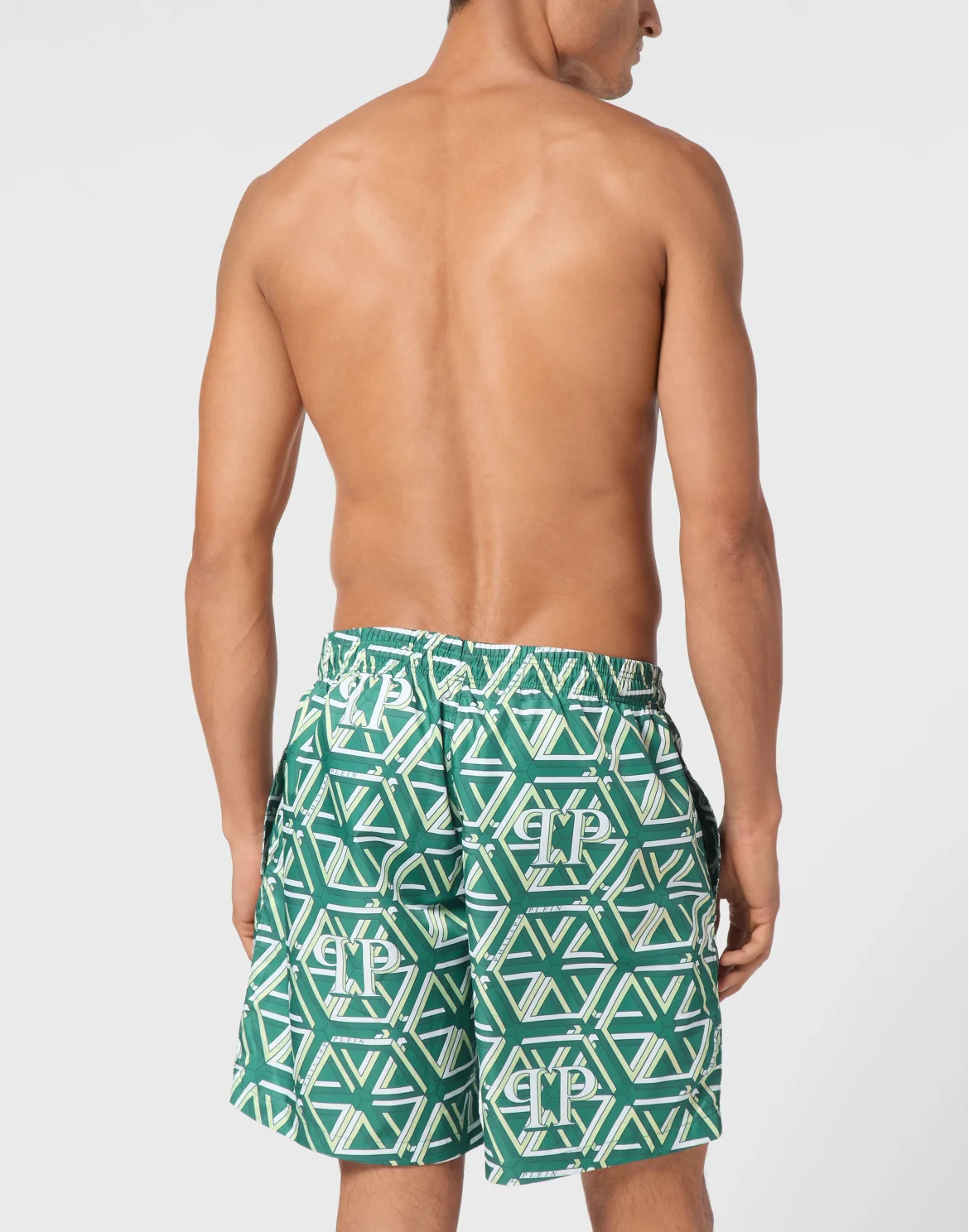 Jogging Printed Shorts with Hexagon Monogram, цвет: Зеленый