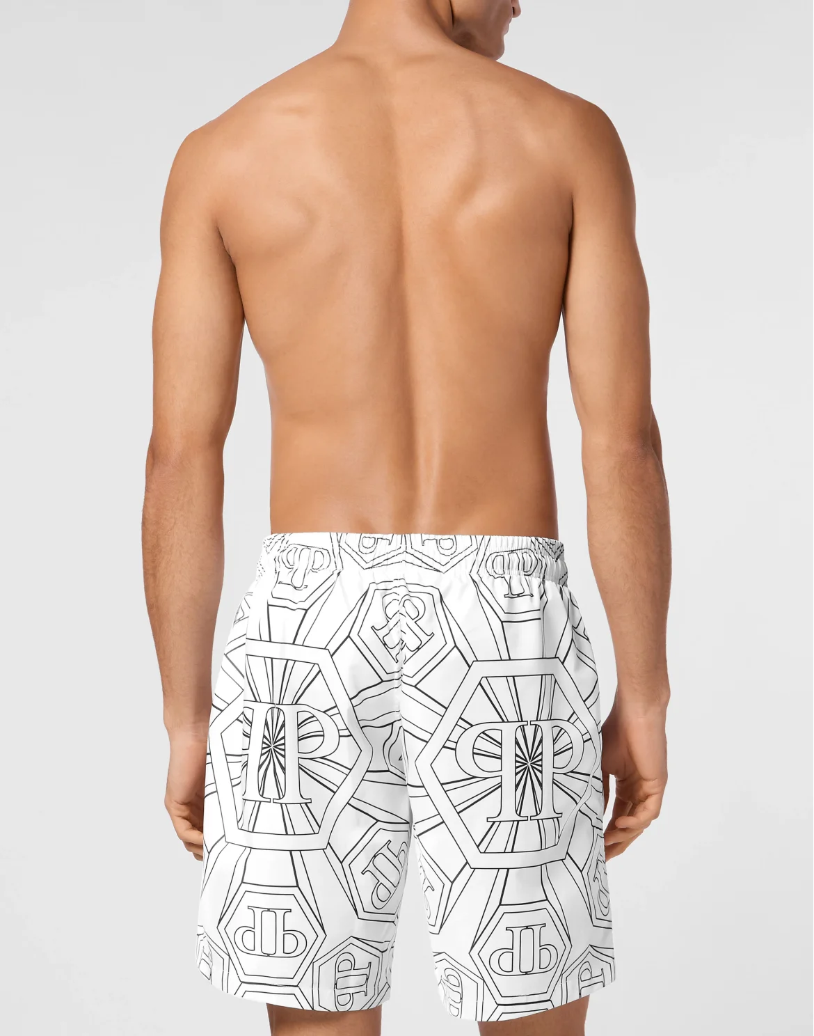 Jogging Printed Shorts with Hexagon Monogram, цвет: Белый