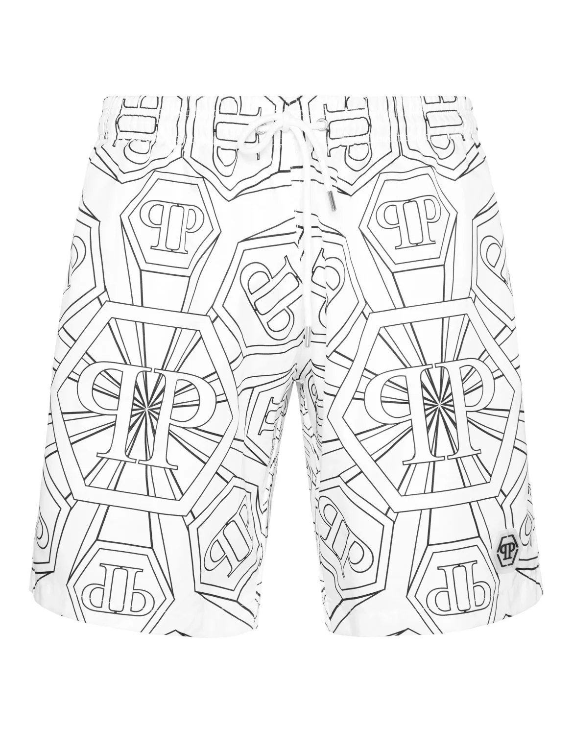 Jogging Printed Shorts with Hexagon Monogram, цвет: Белый
