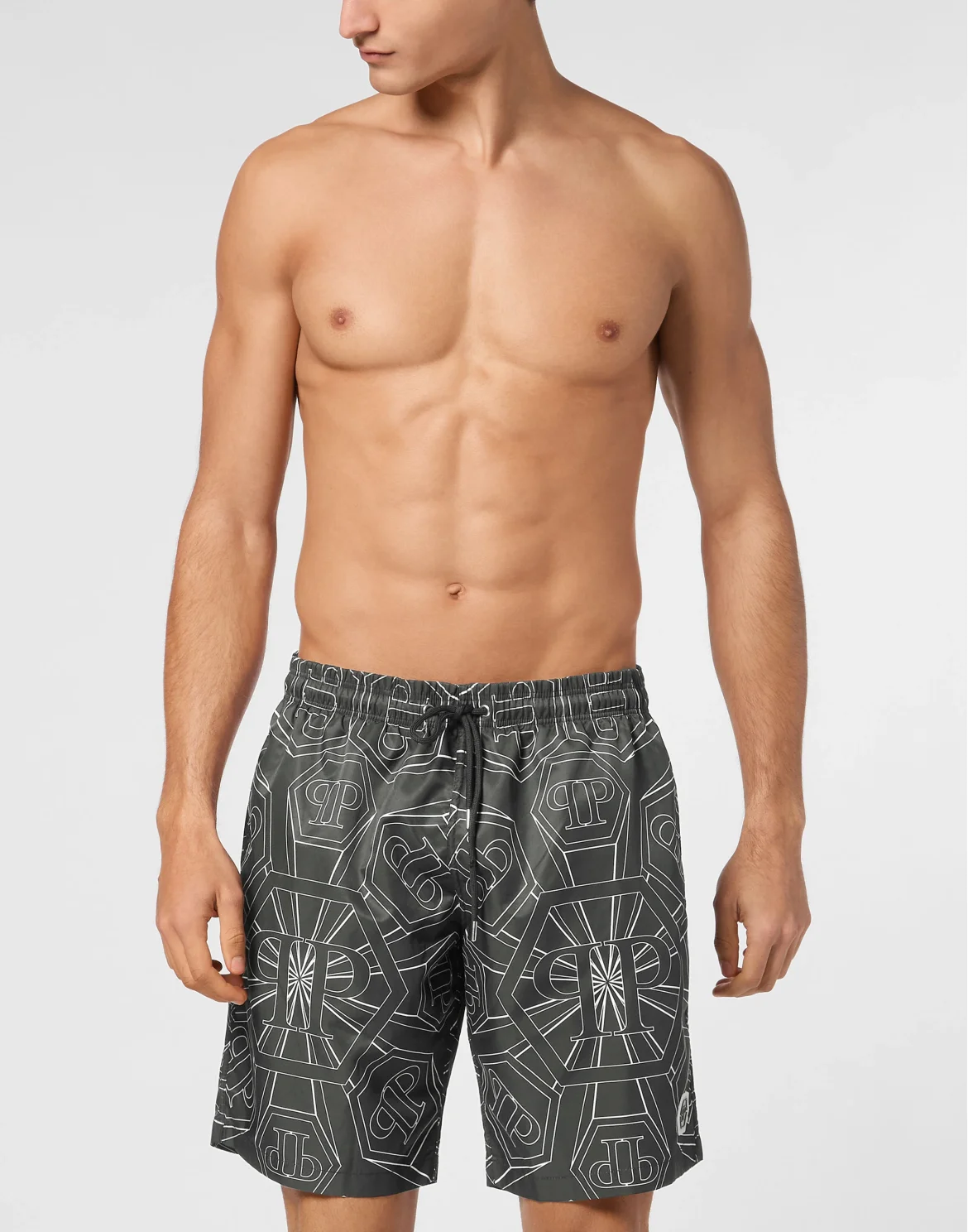 Jogging Printed Shorts with Hexagon Monogram, цвет: Черный