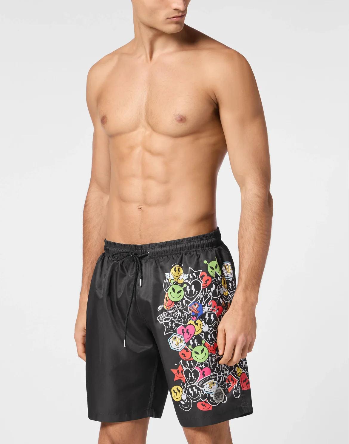Jogging Printed Shorts with Plein Smile, цвет: Черный