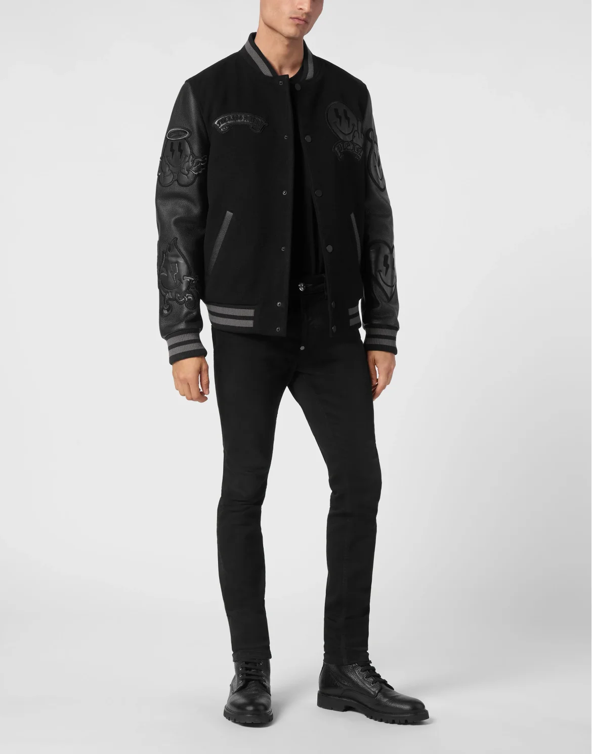 College Wool Bomber LS Smile, цвет: Черный