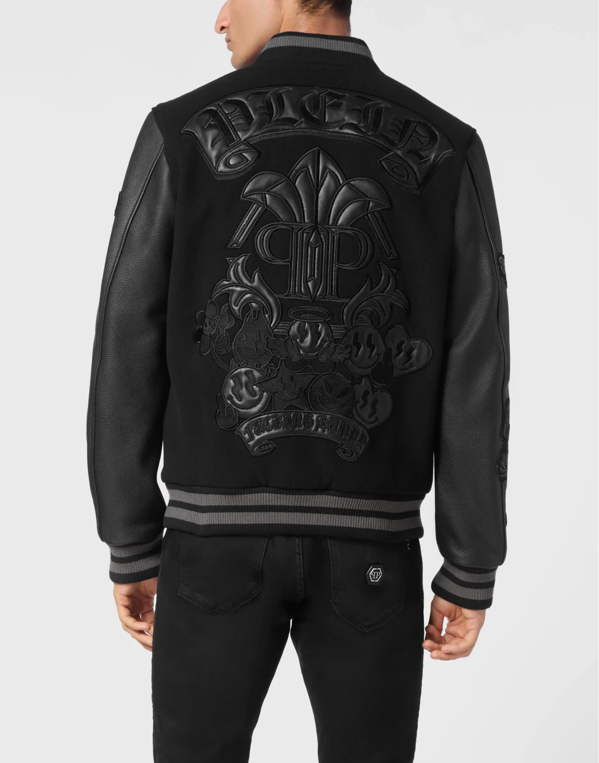 College Wool Bomber LS Smile, цвет: Черный