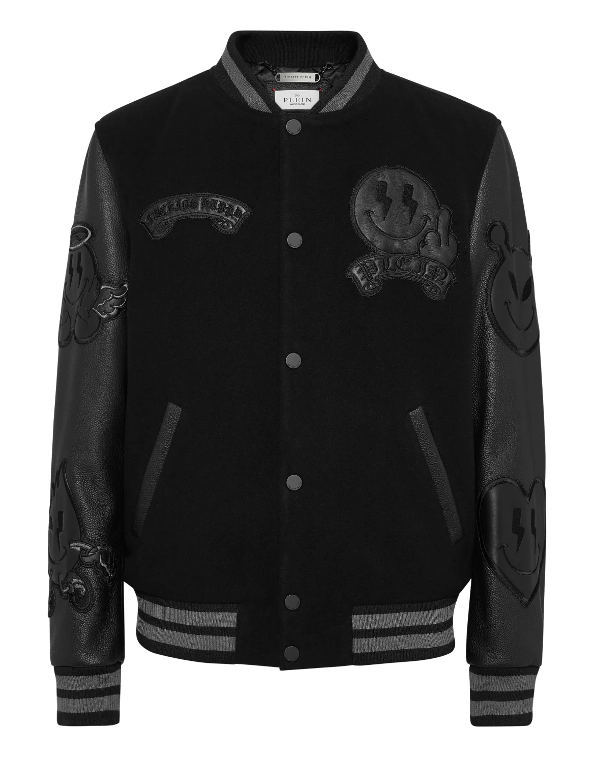 College Wool Bomber LS Smile, цвет: Черный