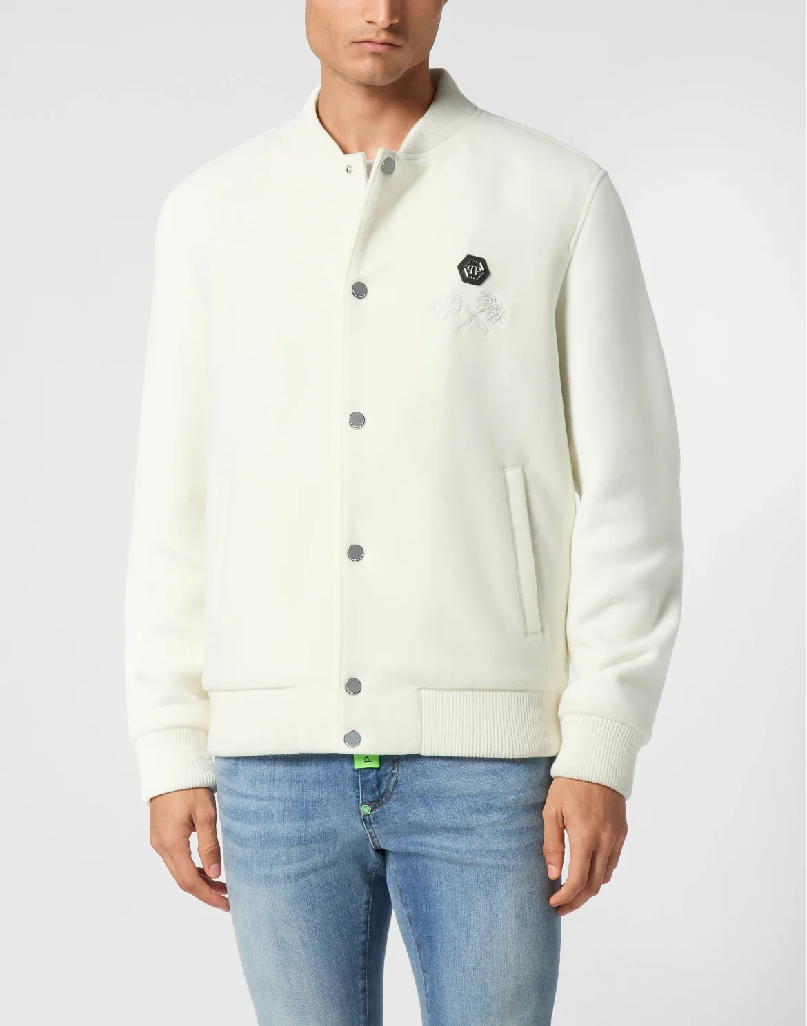 College Bomber Jacket LS Plein Club, цвет: Белый