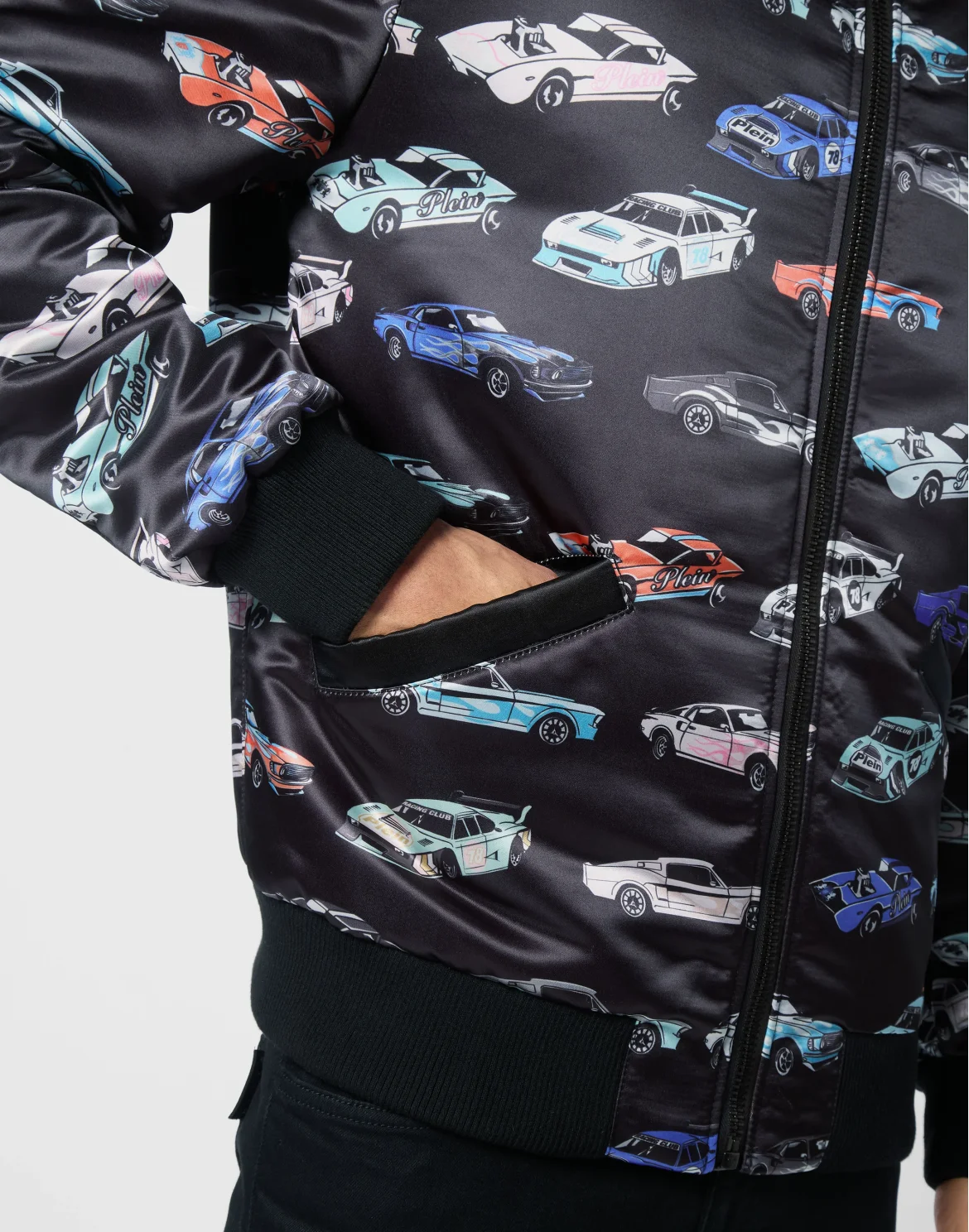 Satin Bomber Jacket LS Cars Racing, цвет: Черный
