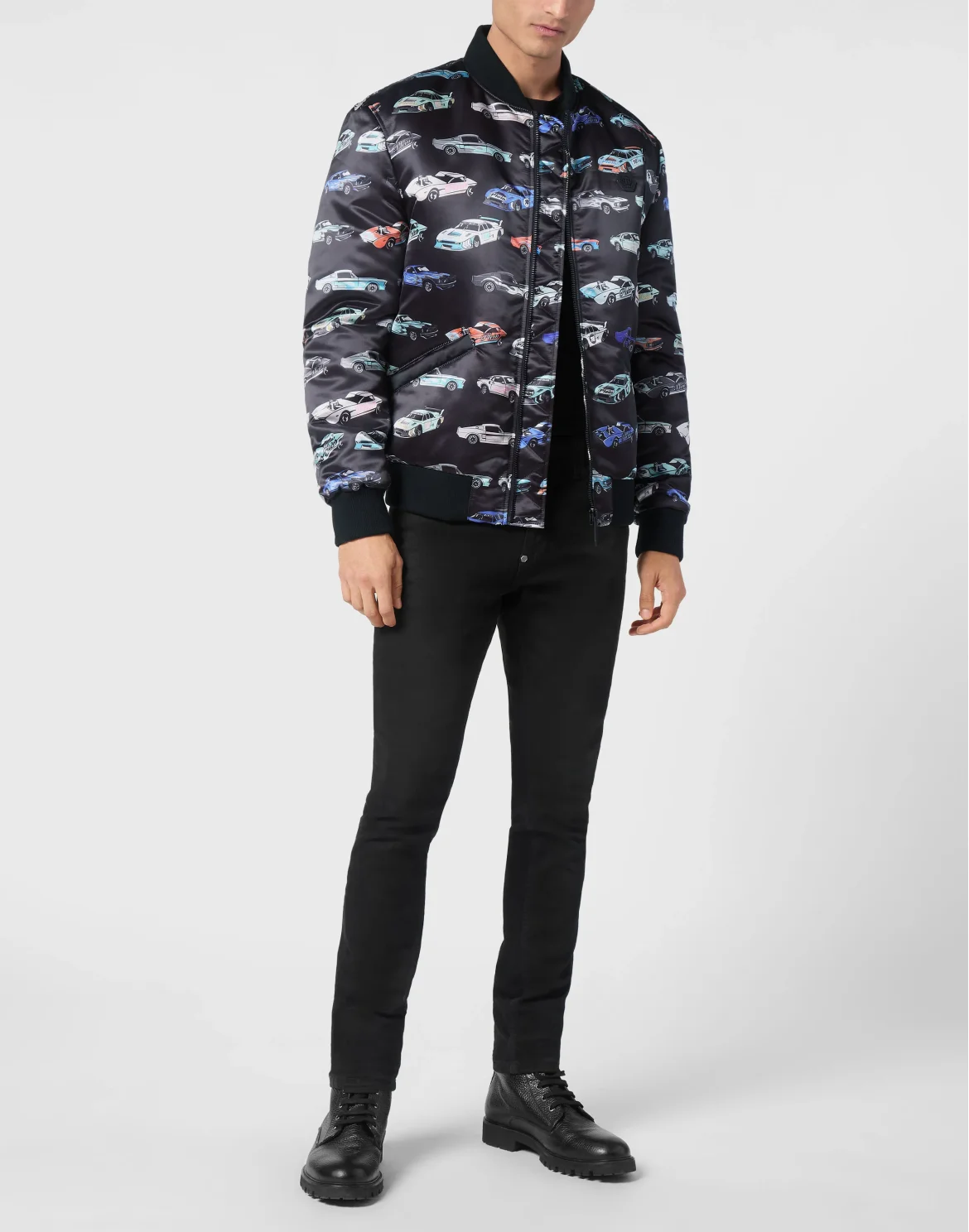 Satin Bomber Jacket LS Cars Racing, цвет: Черный