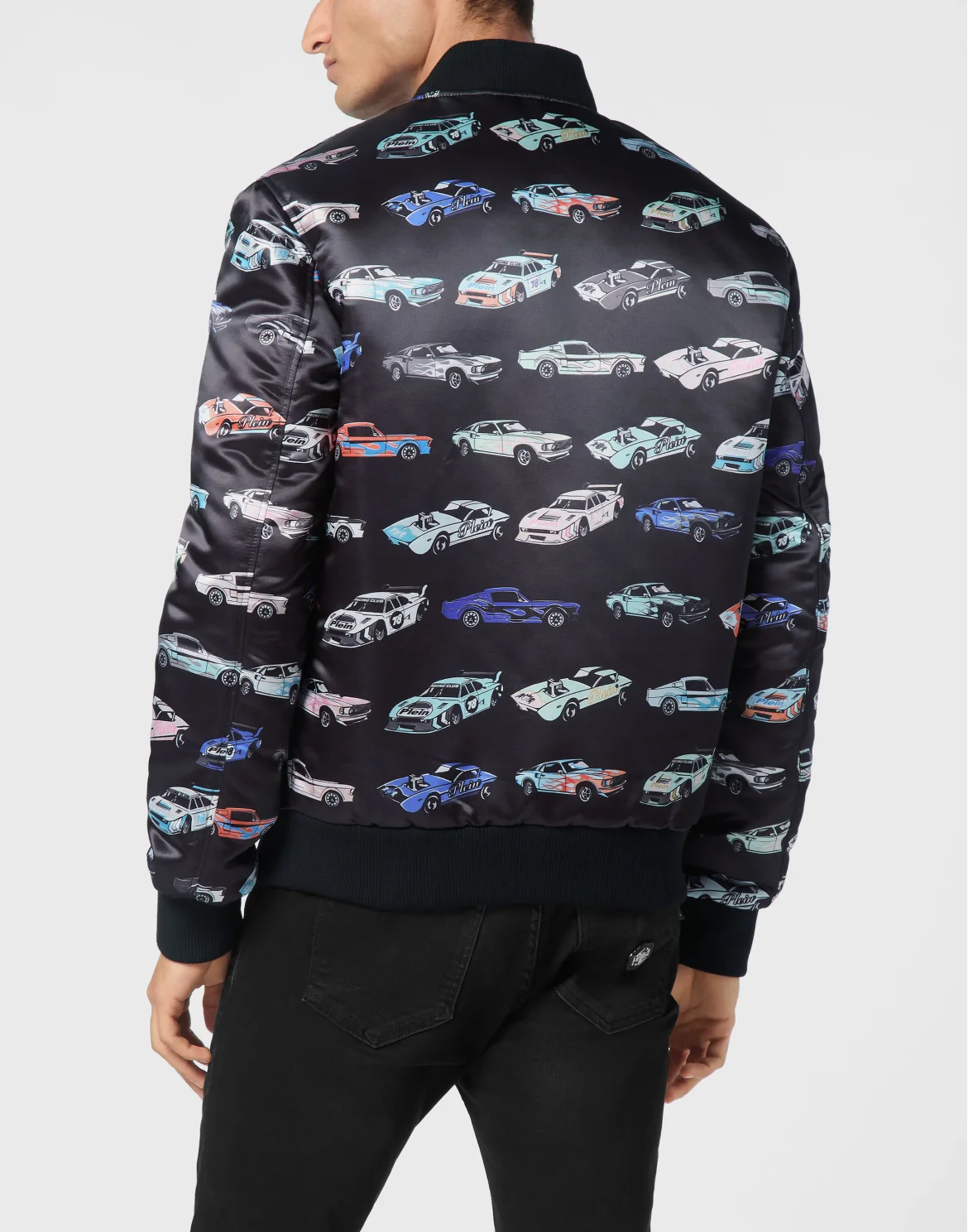 Satin Bomber Jacket LS Cars Racing, цвет: Черный