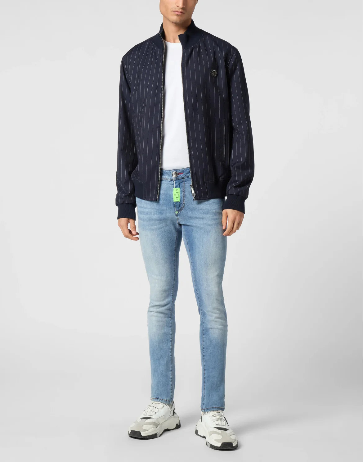 Wool Pinstripe Bomber LS, цвет: Синий