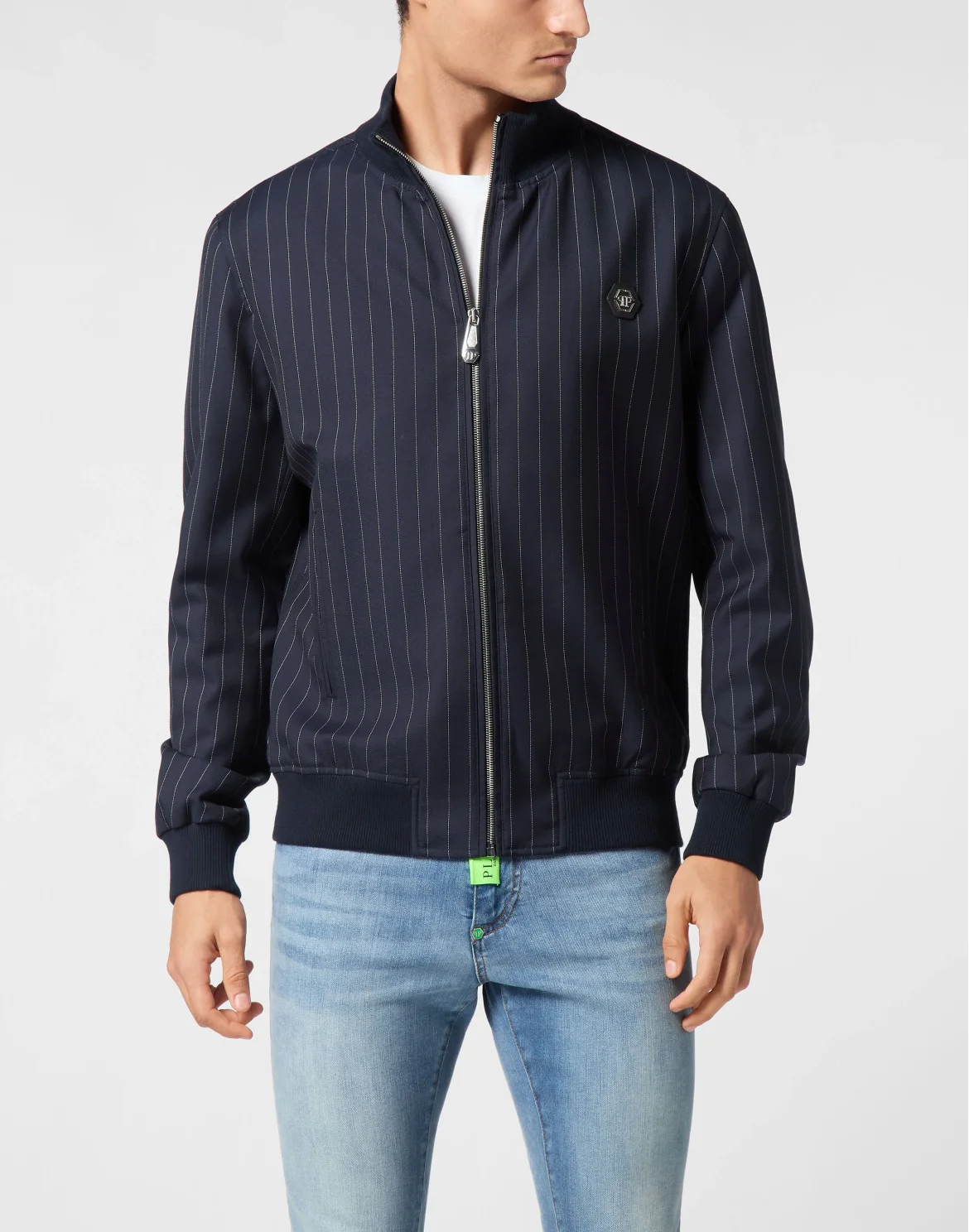 Wool Pinstripe Bomber LS, цвет: Синий