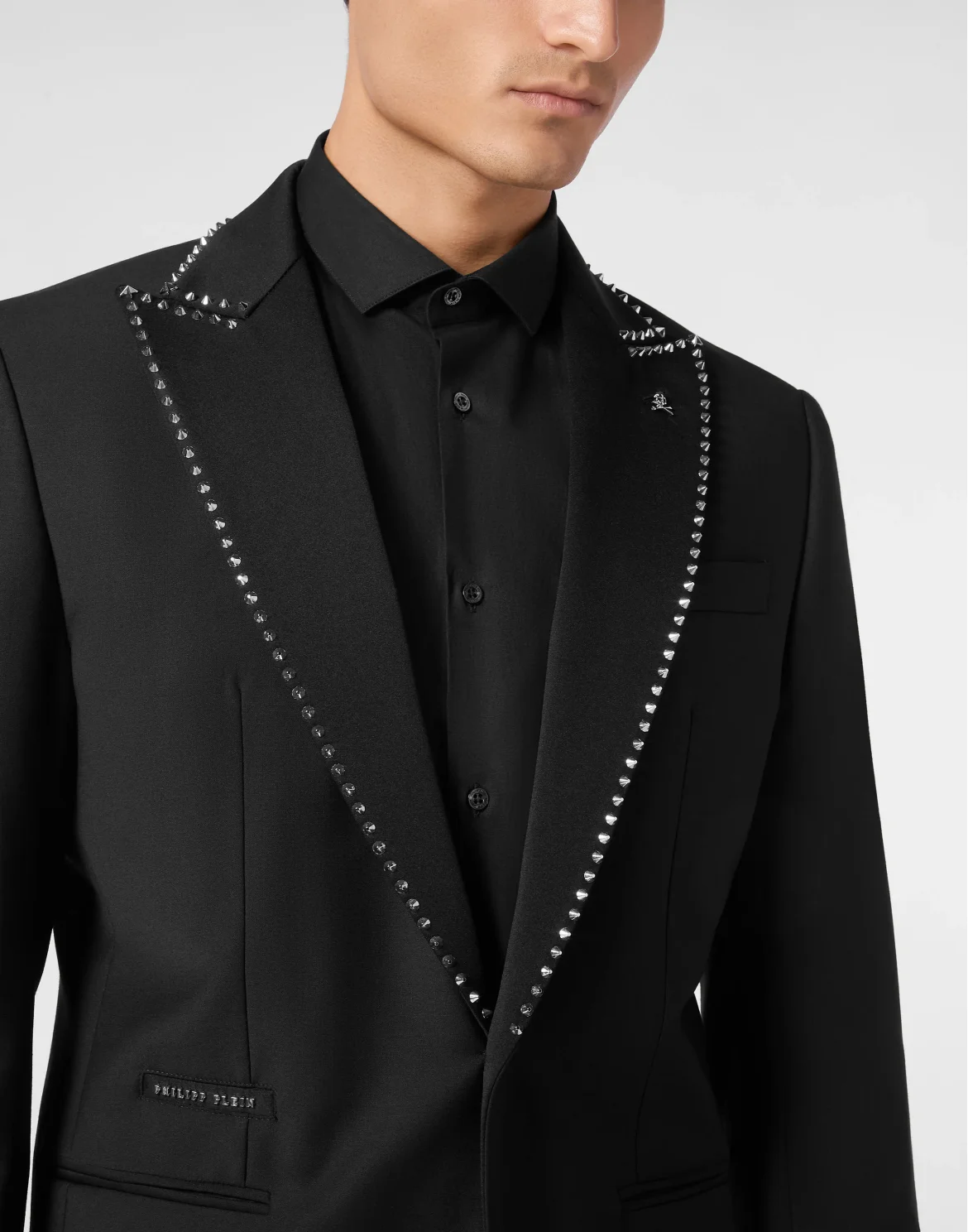 Wool/Satin Blazer Lord Fit LS Studs, цвет: Черный