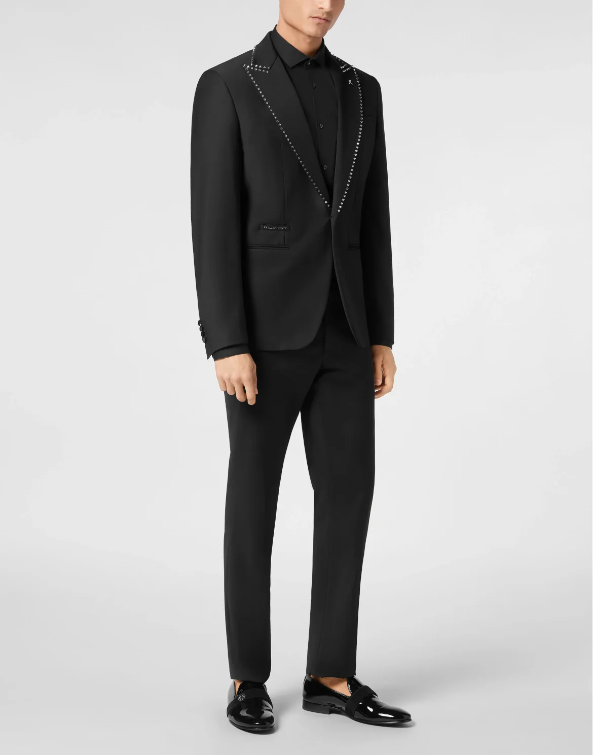 Wool/Satin Blazer Lord Fit LS Studs, цвет: Черный