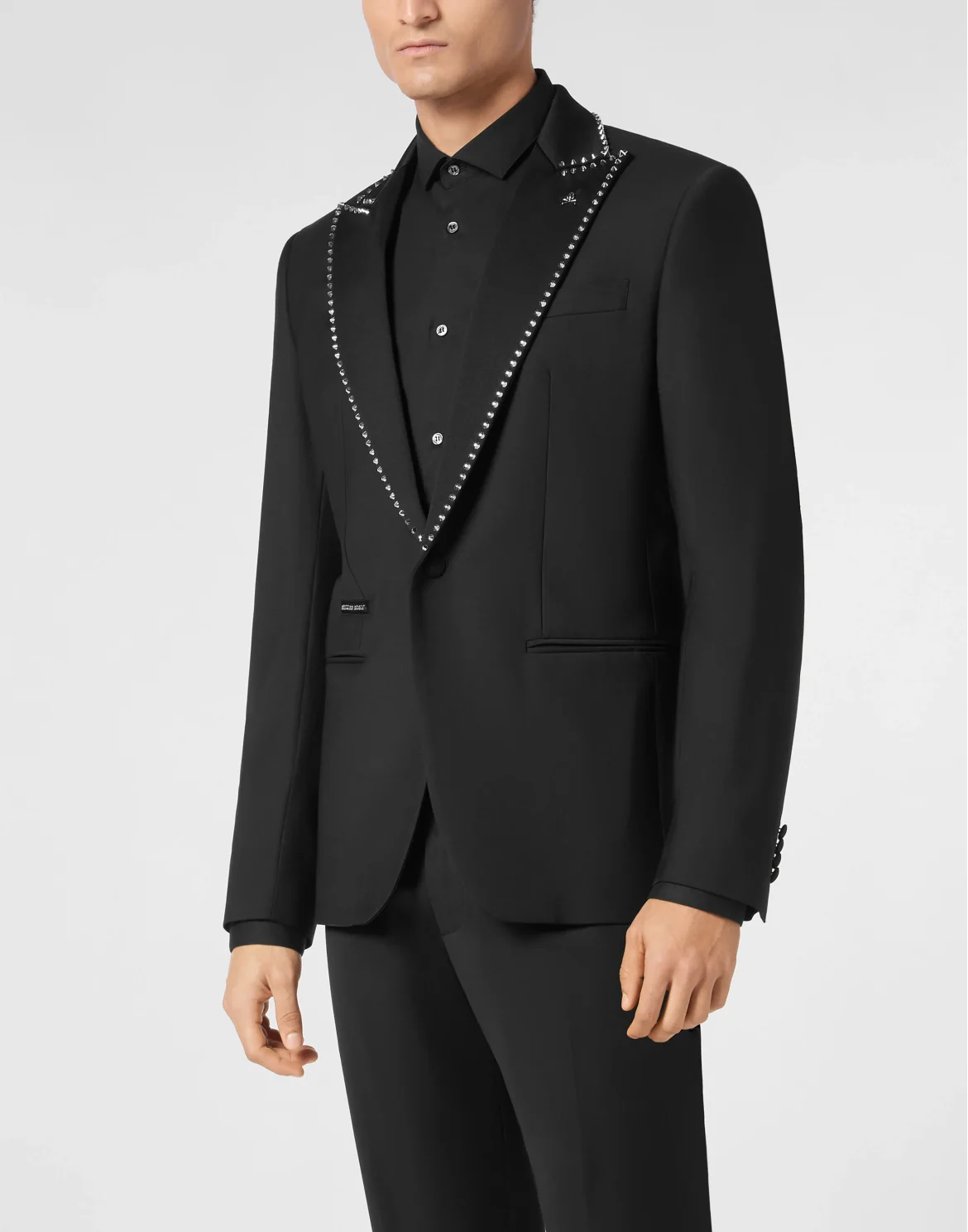 Wool/Satin Blazer Lord Fit LS Studs, цвет: Черный