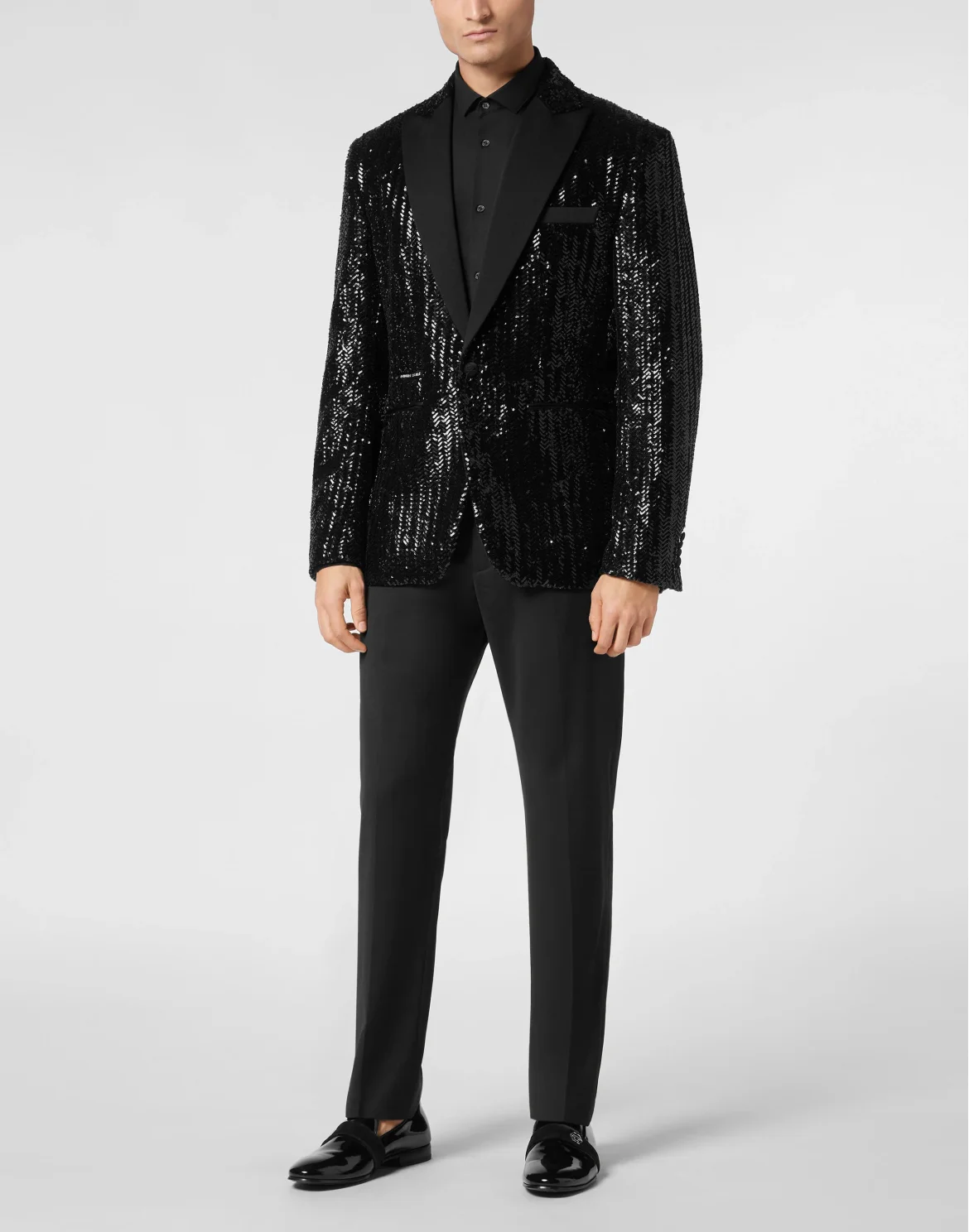 Paillettes Herringbone Blazer Gothic Plein, цвет: Черный