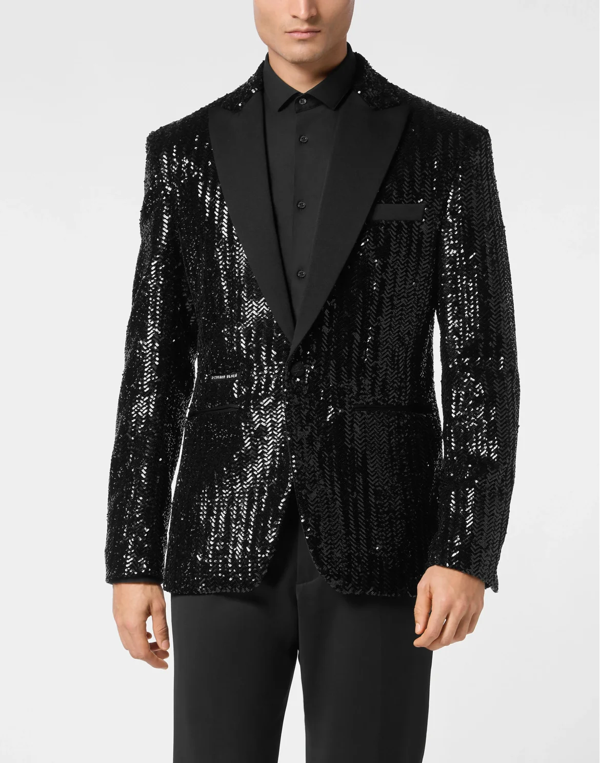 Paillettes Herringbone Blazer Gothic Plein, цвет: Черный