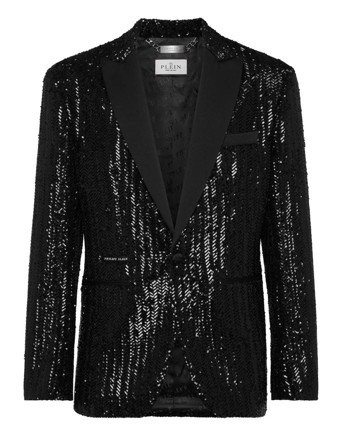 Paillettes Herringbone Blazer Gothic Plein, цвет: Черный