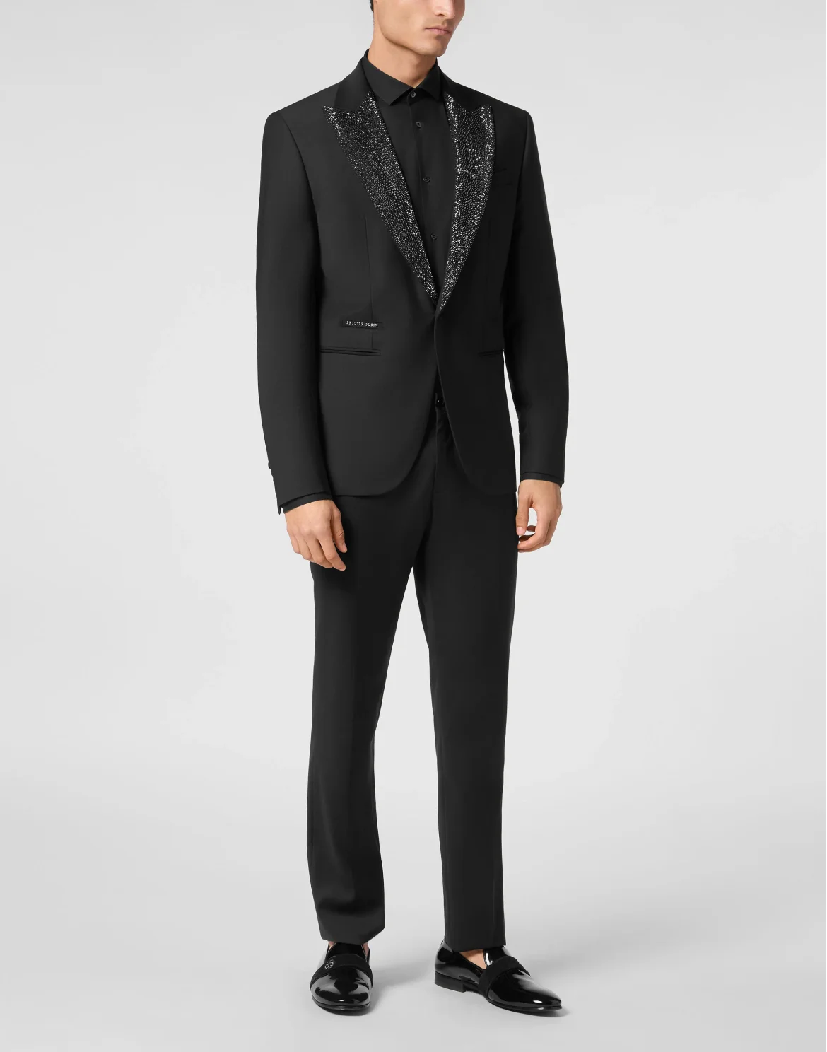 Wool Blazer LS Strass Rever, цвет: Черный