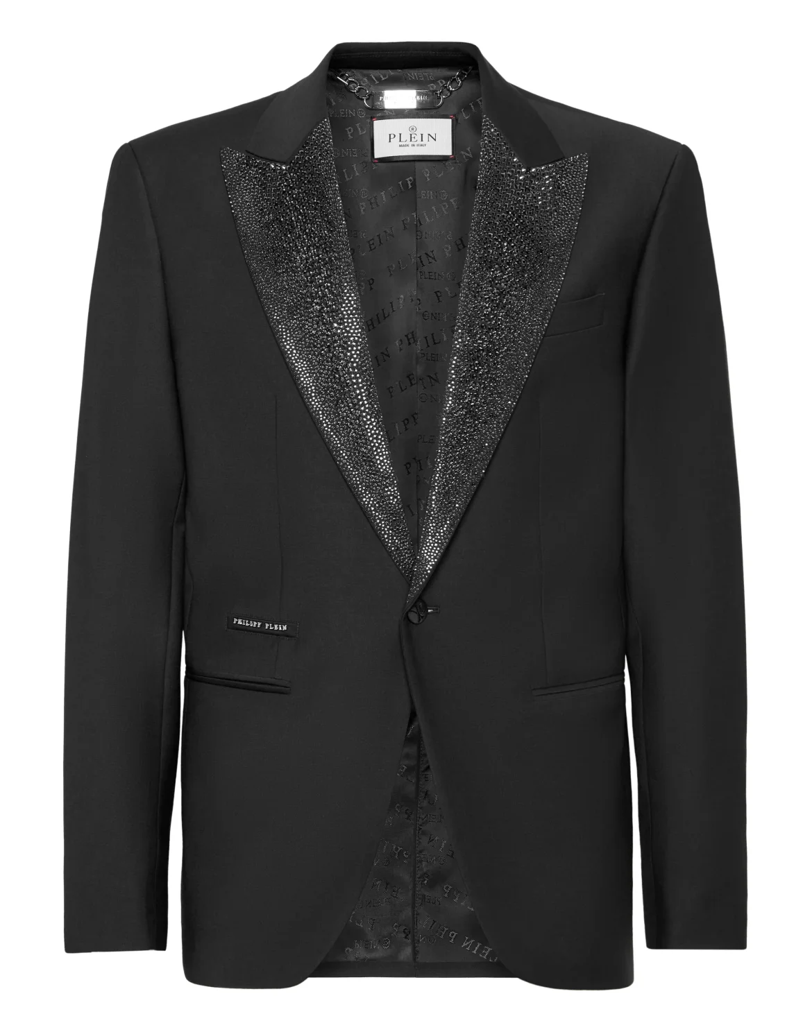 Wool Blazer LS Strass Rever, цвет: Черный