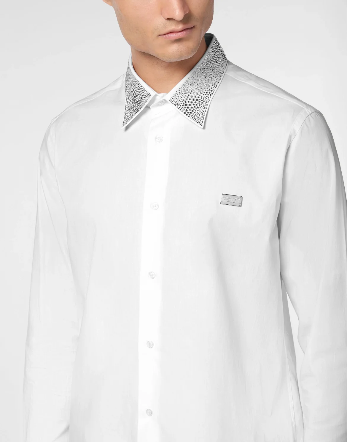 Shirt Sugar Daddy Cut LS Strass, цвет: Белый