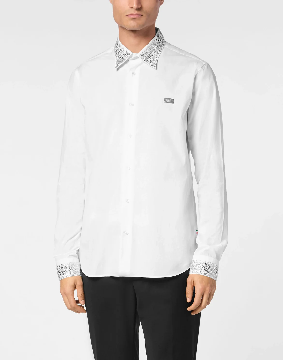 Shirt Sugar Daddy Cut LS Strass, цвет: Белый