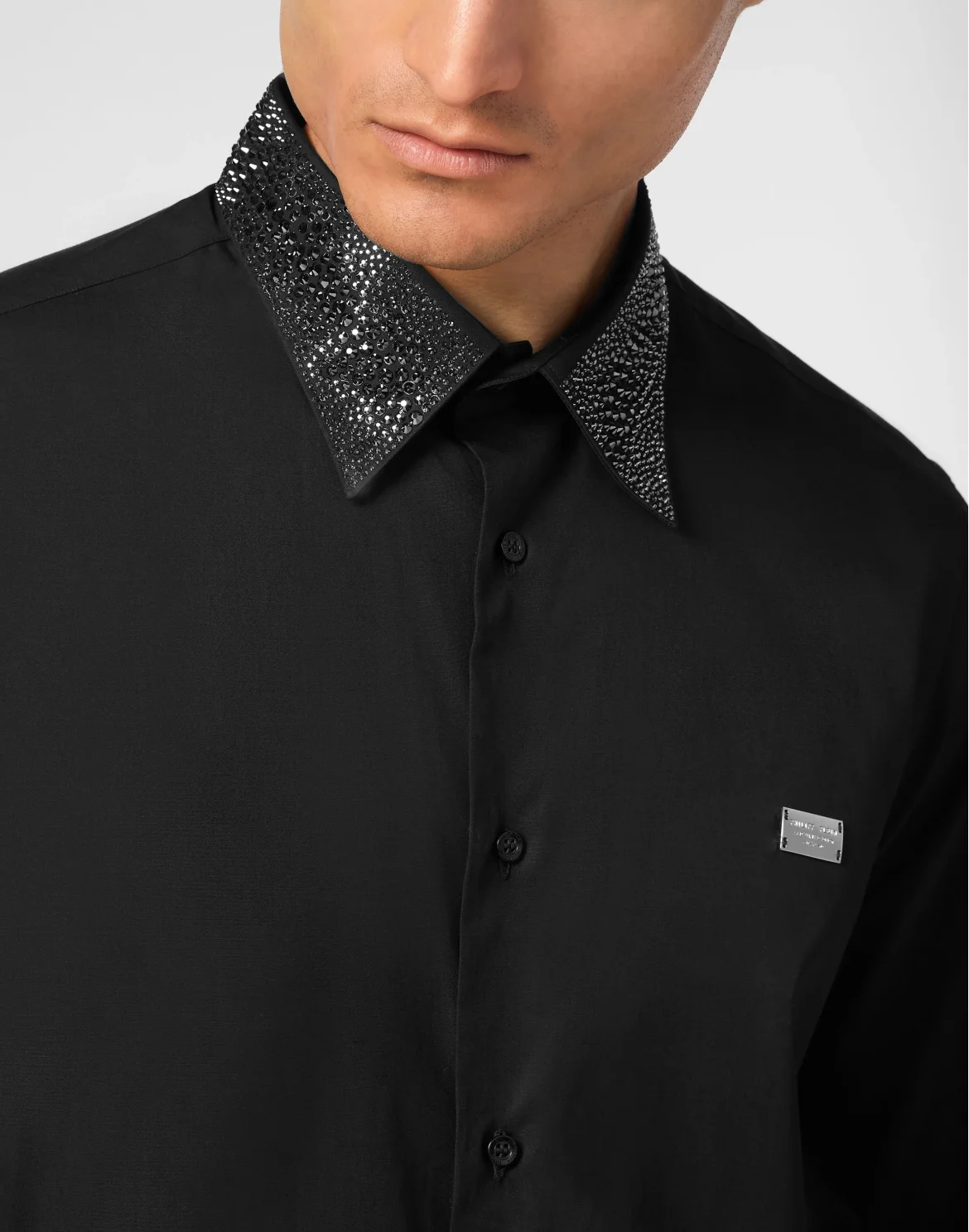 Shirt Sugar Daddy Cut LS Strass, цвет: Черный