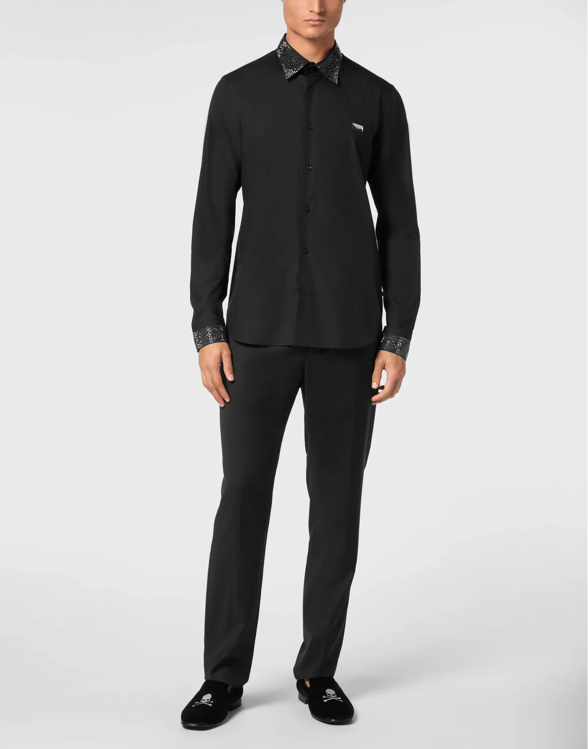 Shirt Sugar Daddy Cut LS Strass, цвет: Черный