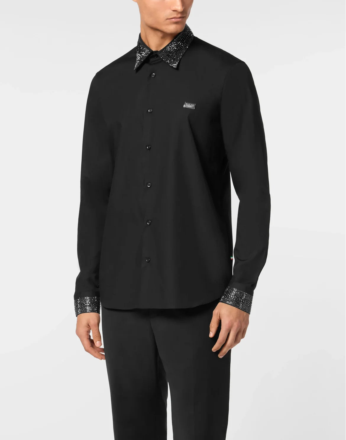 Shirt Sugar Daddy Cut LS Strass, цвет: Черный