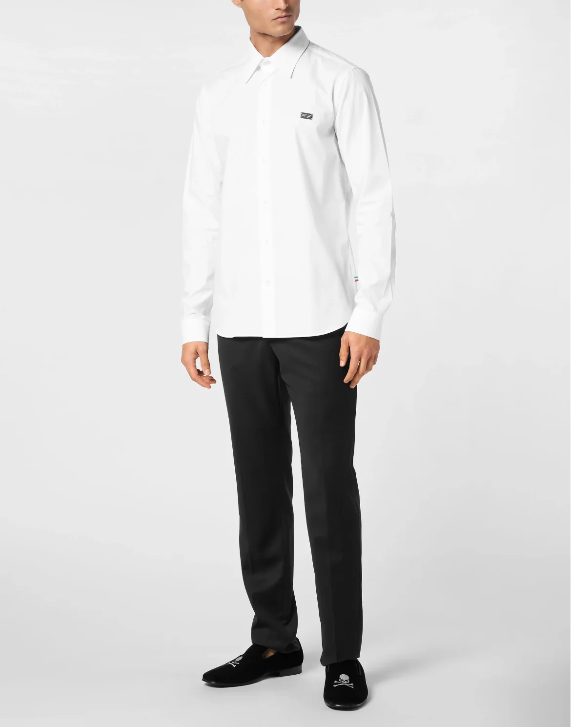 Shirt Sugar Daddy Cut LS Strass Skull&Bones, цвет: Белый