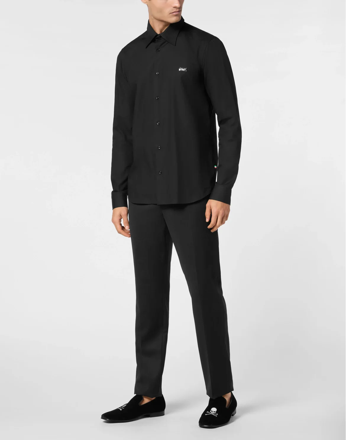Shirt Sugar Daddy Cut LS Strass Skull&Bones, цвет: Черный