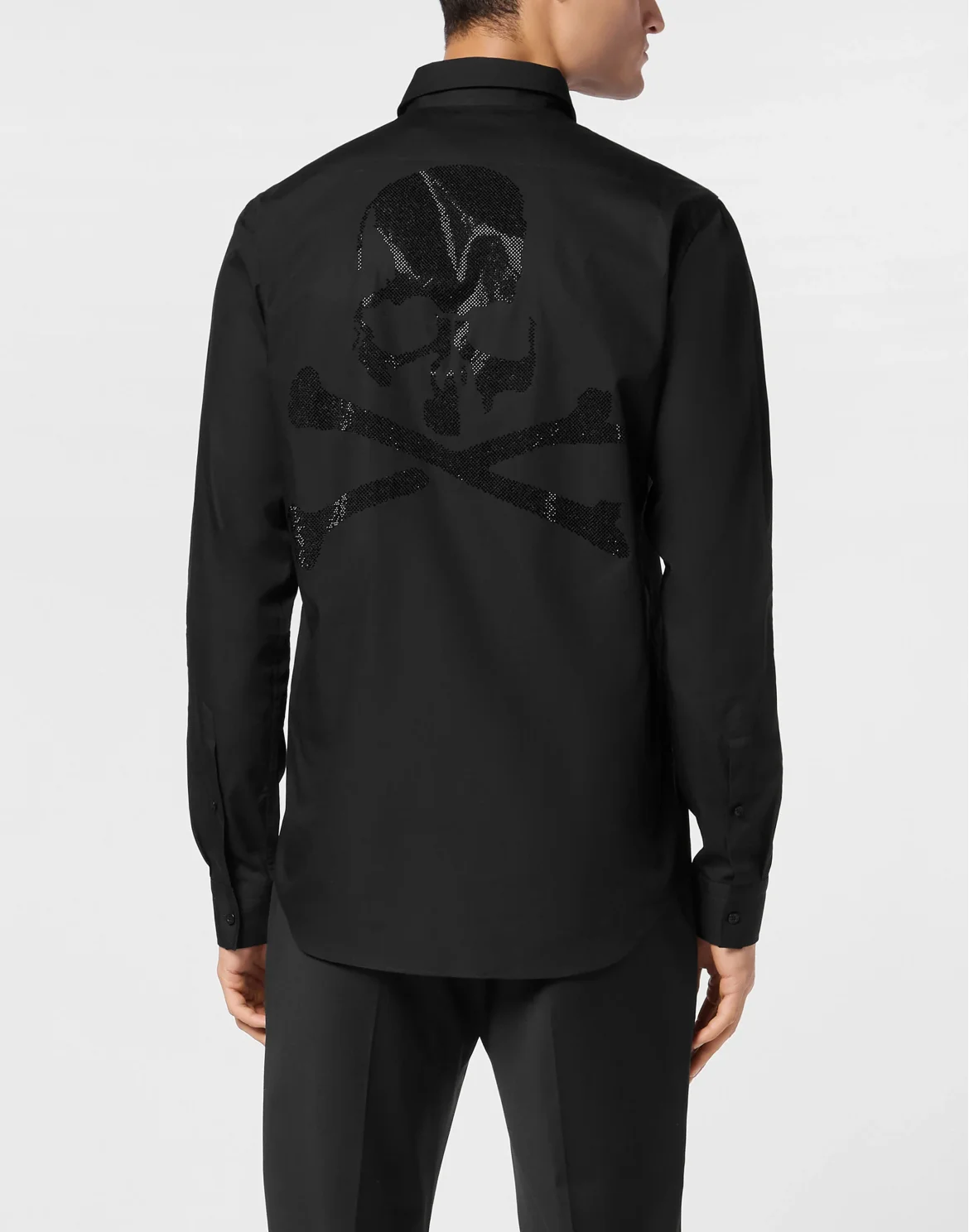 Shirt Sugar Daddy Cut LS Strass Skull&Bones, цвет: Черный