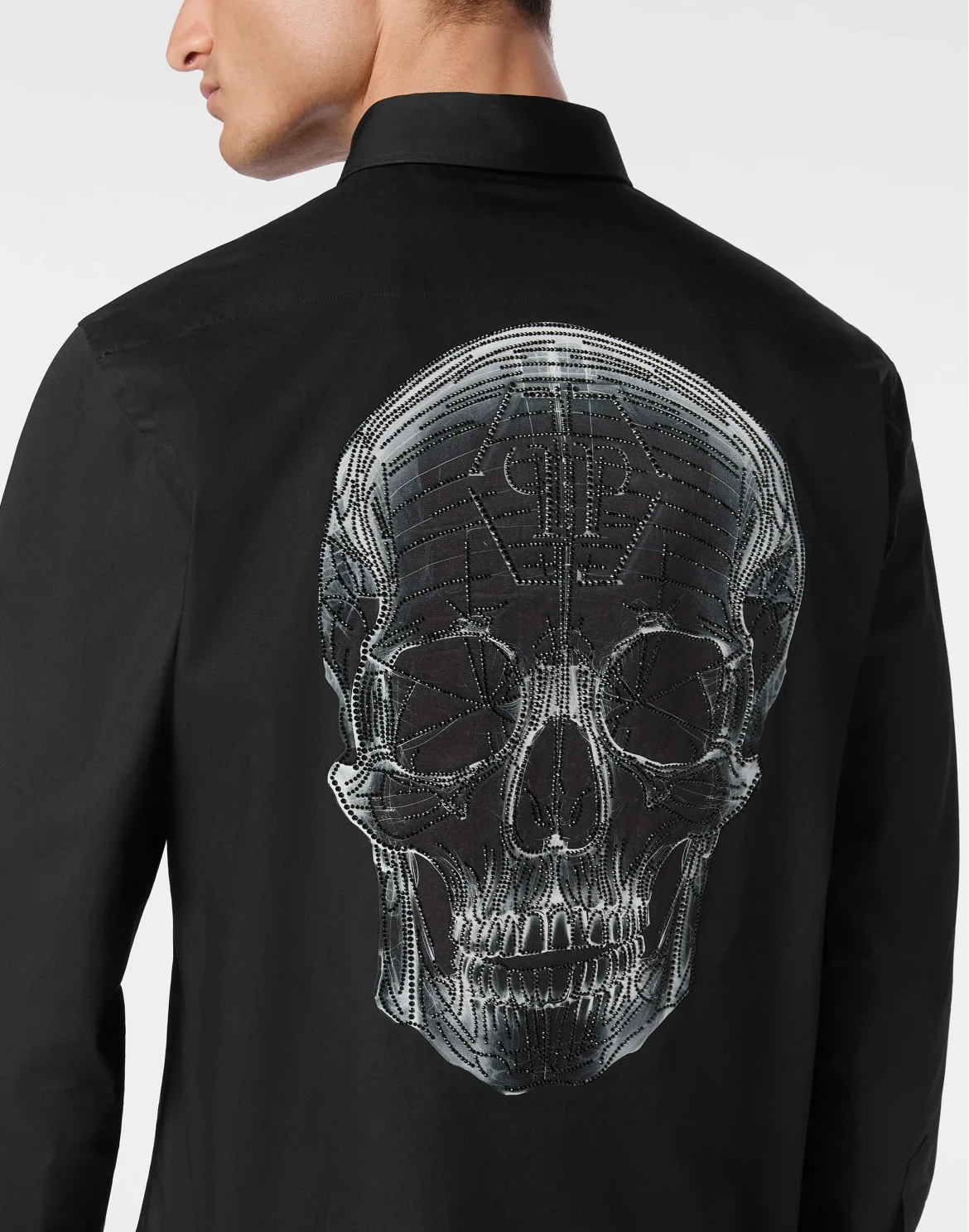 Shirt Sugar Daddy Cut LS Strass Skull, цвет: Черный