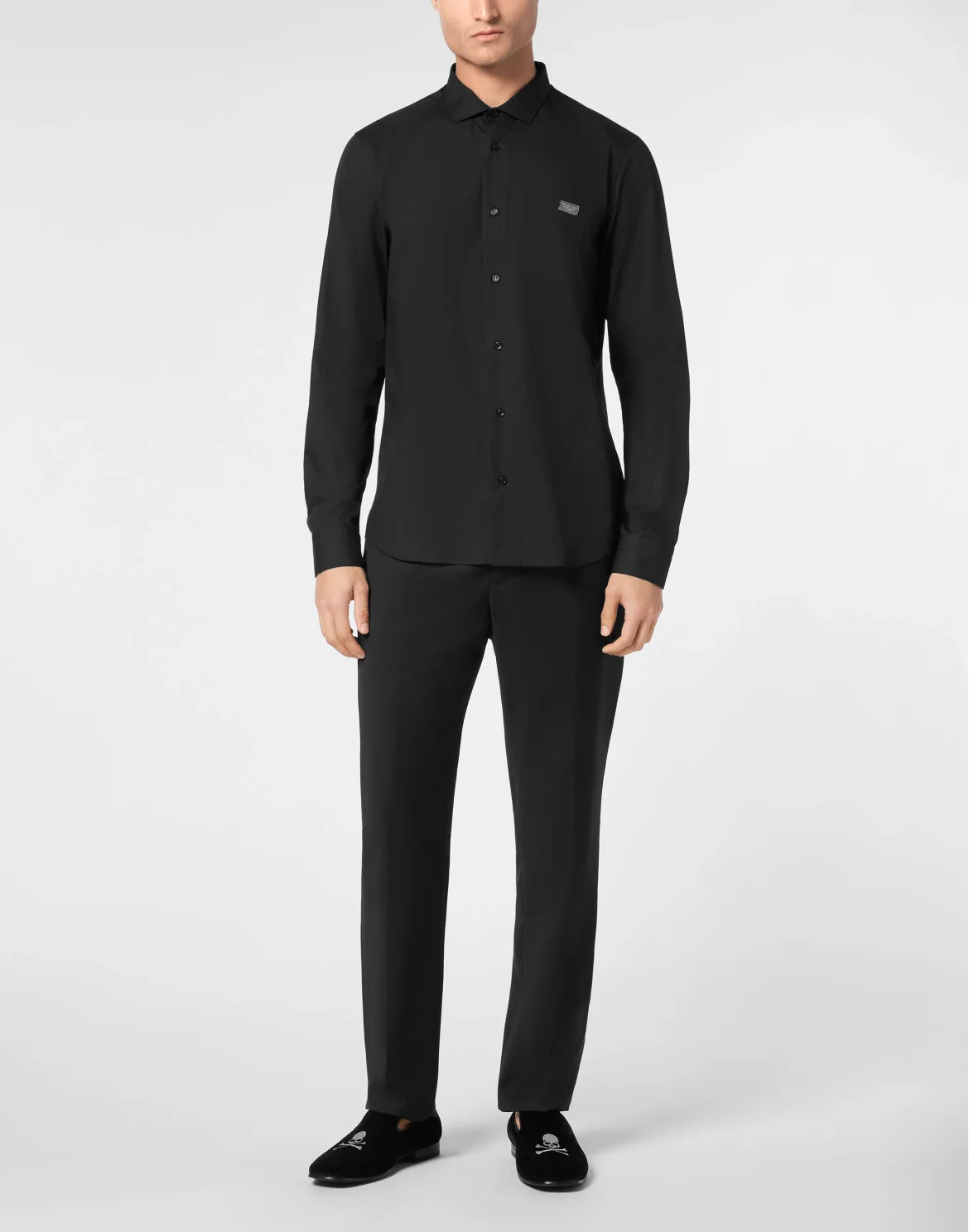 Shirt Sugar Daddy Cut LS Strass Skull, цвет: Черный