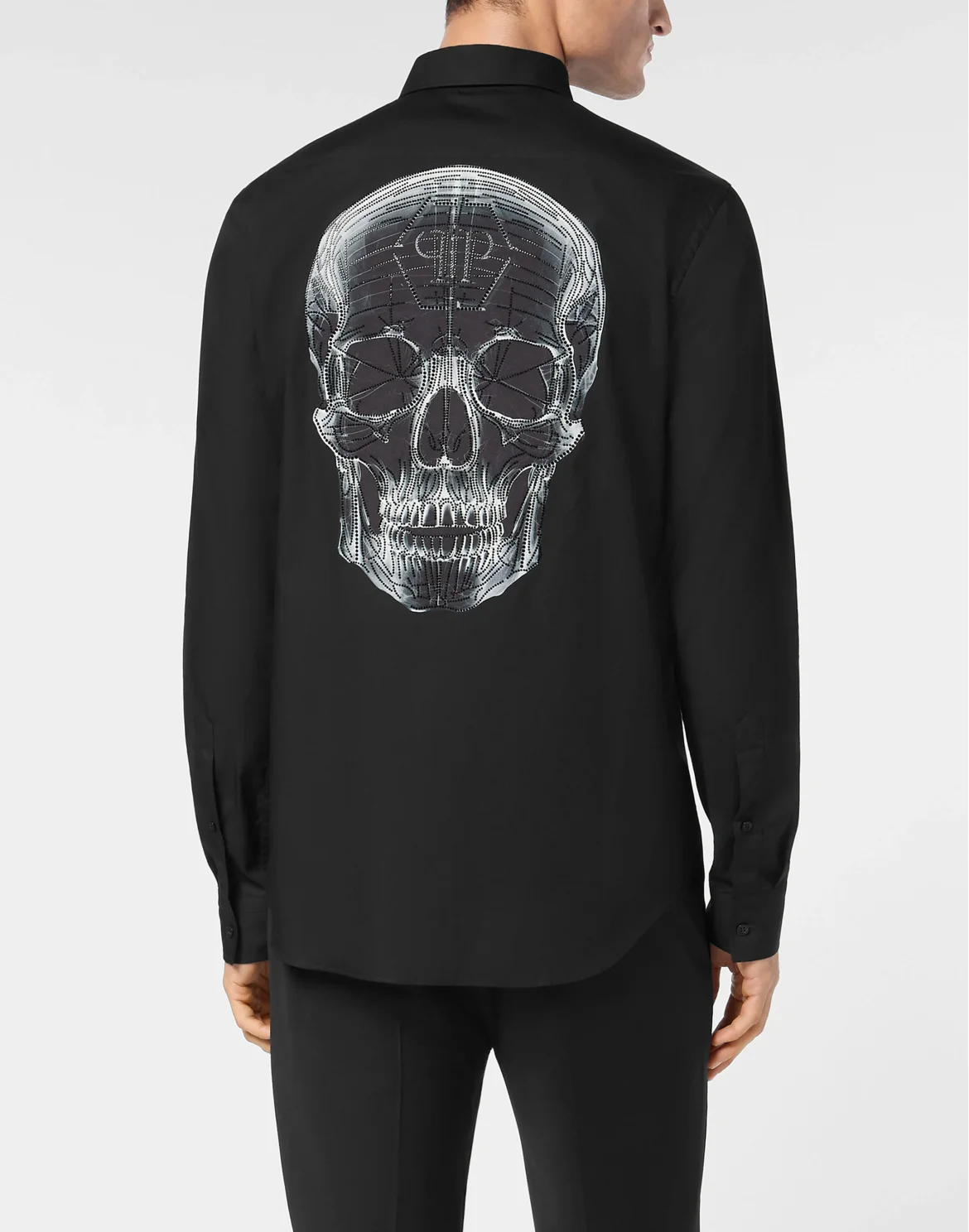 Shirt Sugar Daddy Cut LS Strass Skull, цвет: Черный