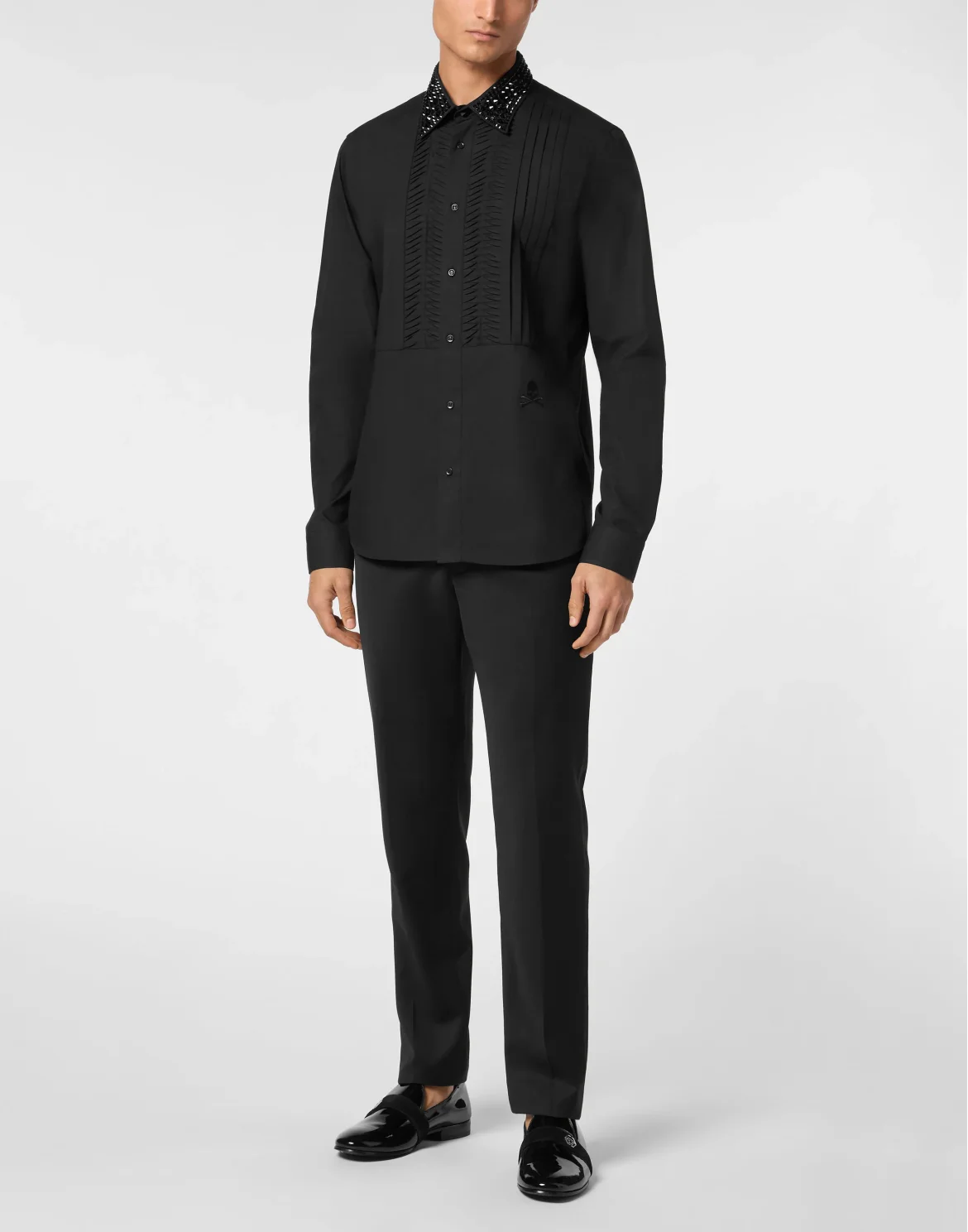 Black Tie Shirt LS Strass Skull&Bones, цвет: Черный