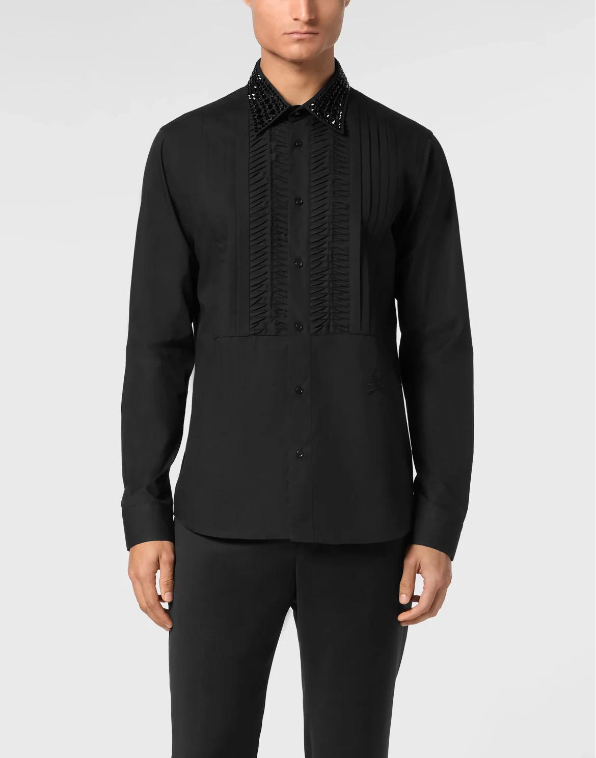 Black Tie Shirt LS Strass Skull&Bones, цвет: Черный