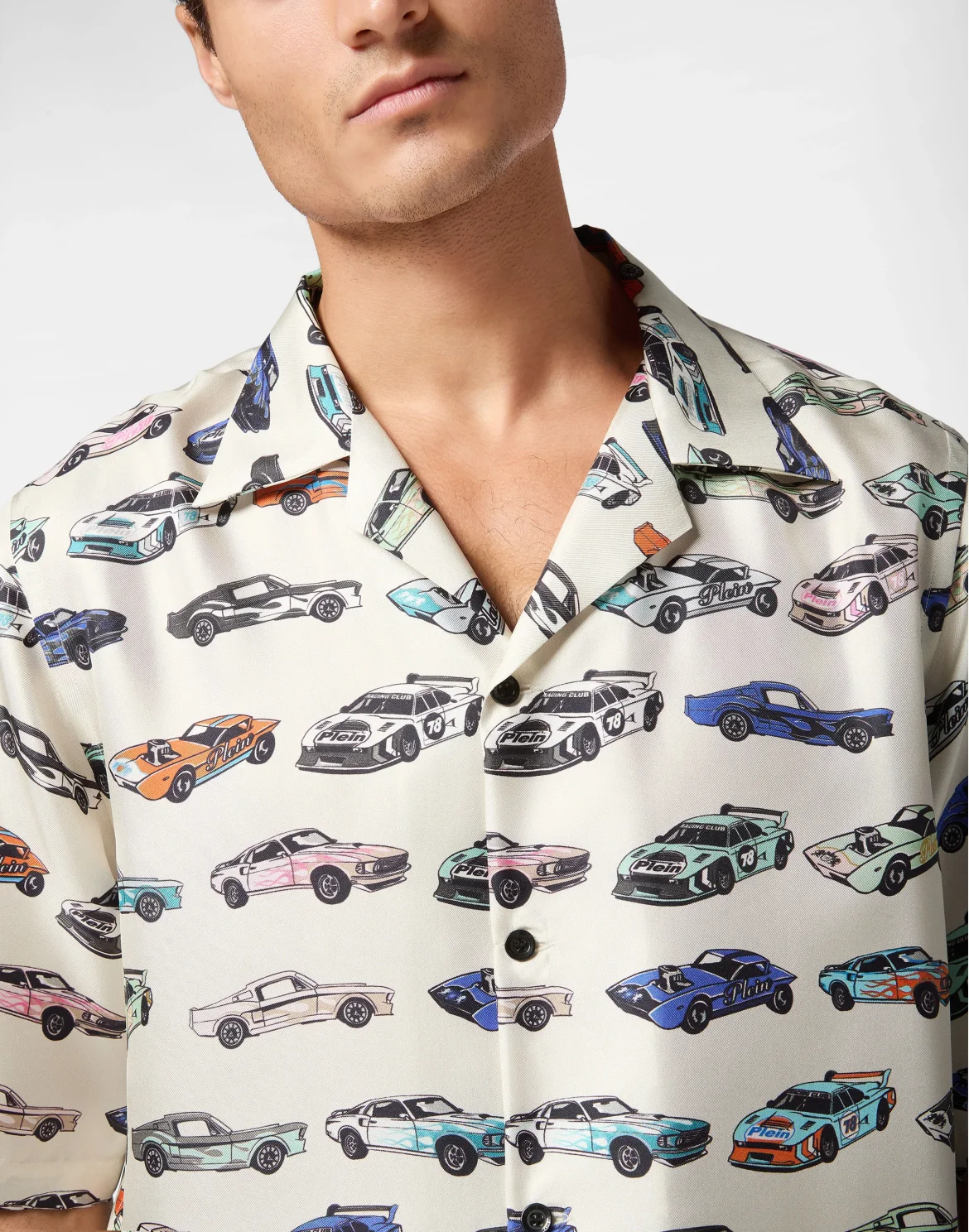 Silk Bowling Shirt SS Cars Racing, цвет: Бежевый