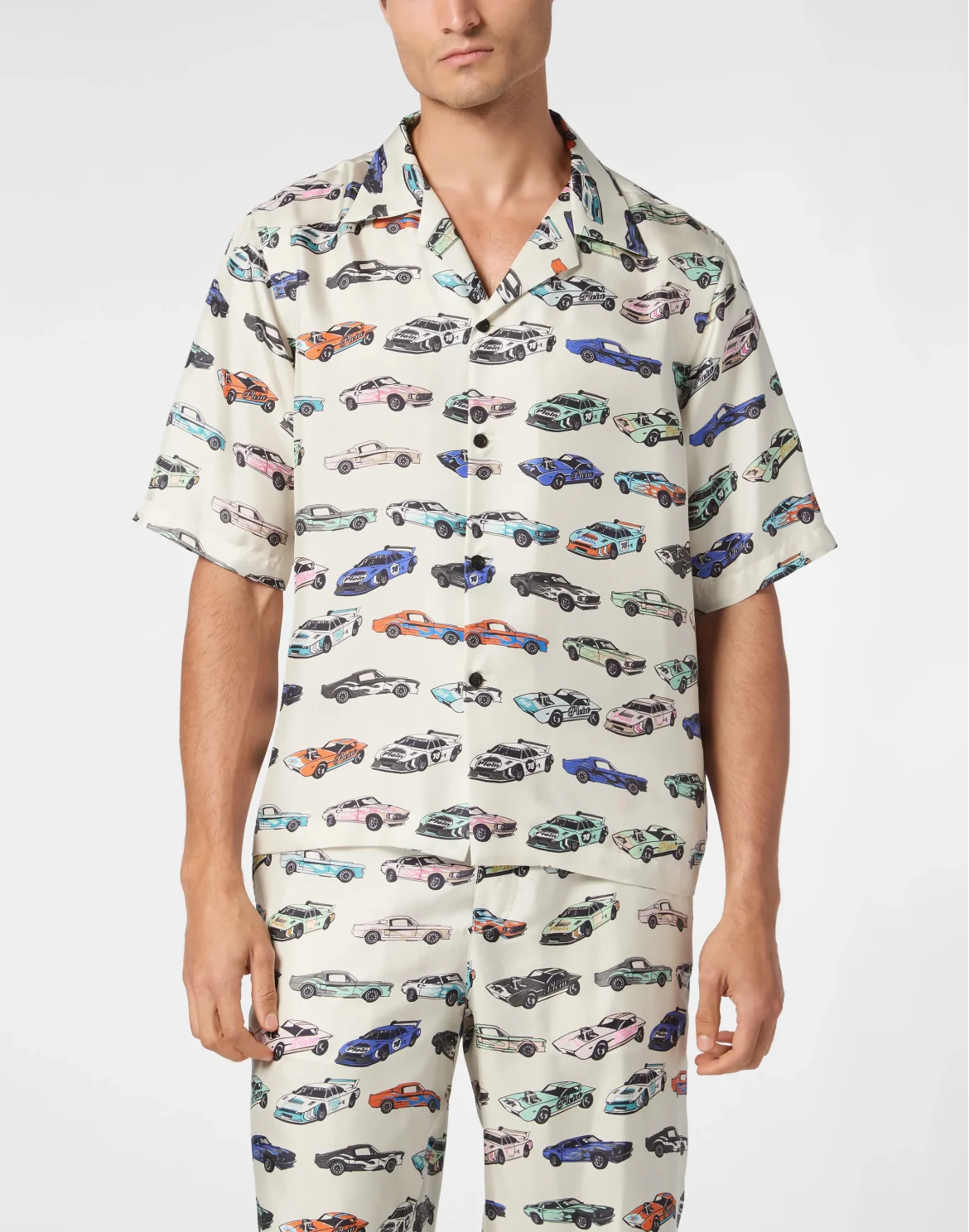 Silk Bowling Shirt SS Cars Racing, цвет: Бежевый