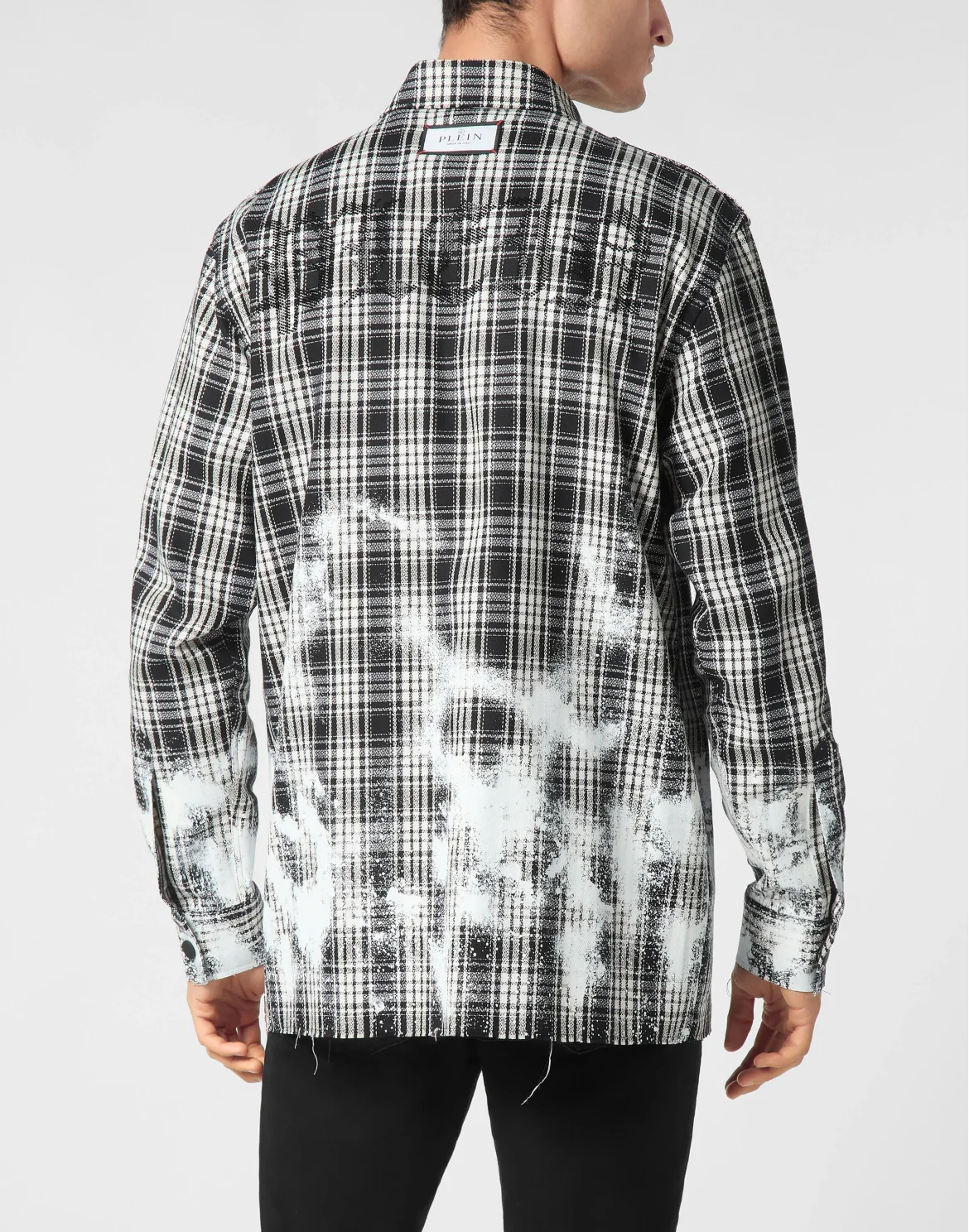 Padded Vintage Checked Military Overshirt LS Gothic Plein, цвет: Черный