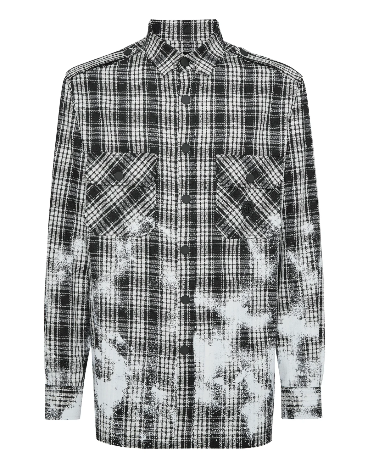 Padded Vintage Checked Military Overshirt LS Gothic Plein, цвет: Черный