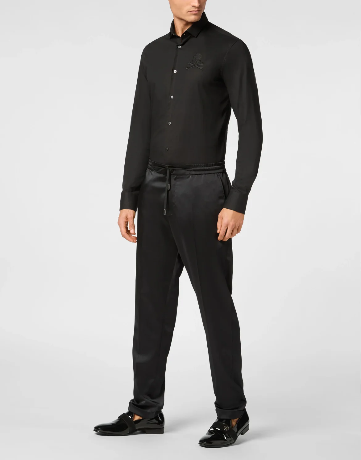 Satin Trousers Tailored Fit, цвет: Черный