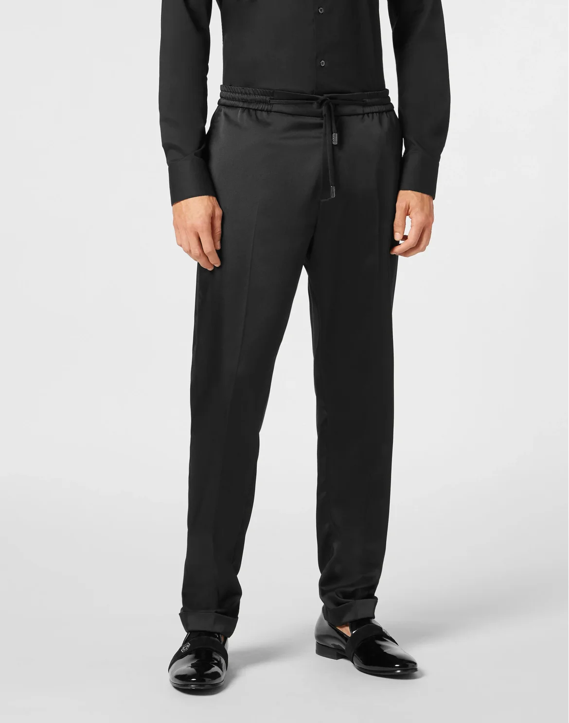 Satin Trousers Tailored Fit, цвет: Черный