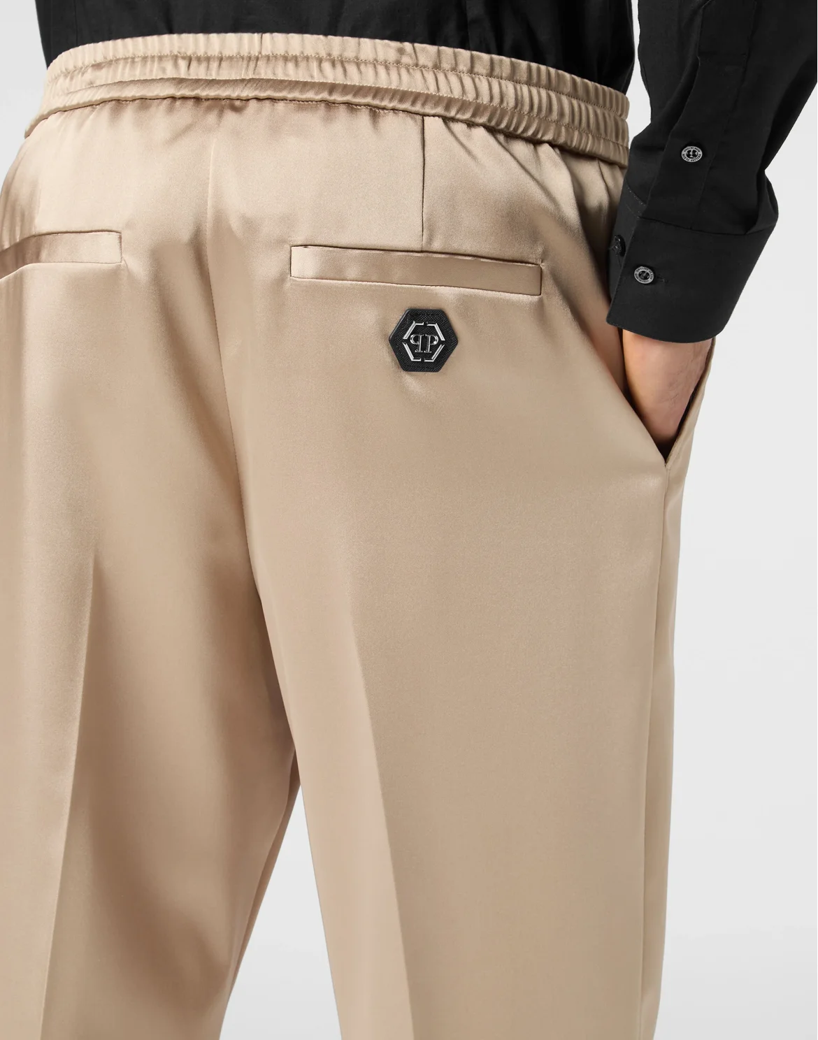Satin Trousers Tailored Fit, цвет: Бежевый