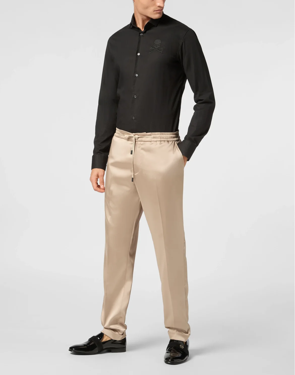 Satin Trousers Tailored Fit, цвет: Бежевый
