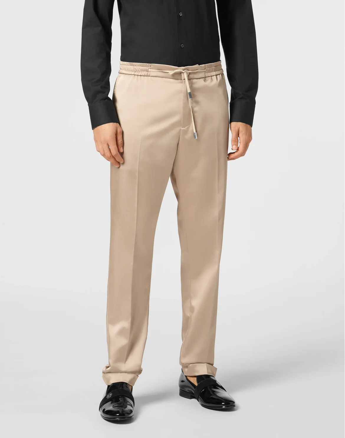 Satin Trousers Tailored Fit, цвет: Бежевый