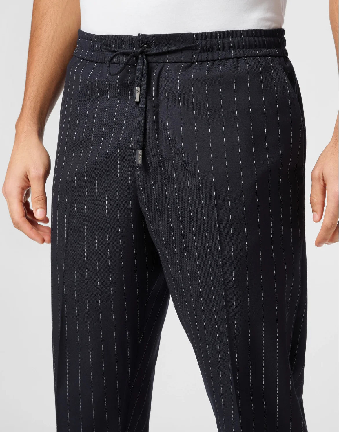 Wool Pinstripe Jogging Trousers, цвет: Синий