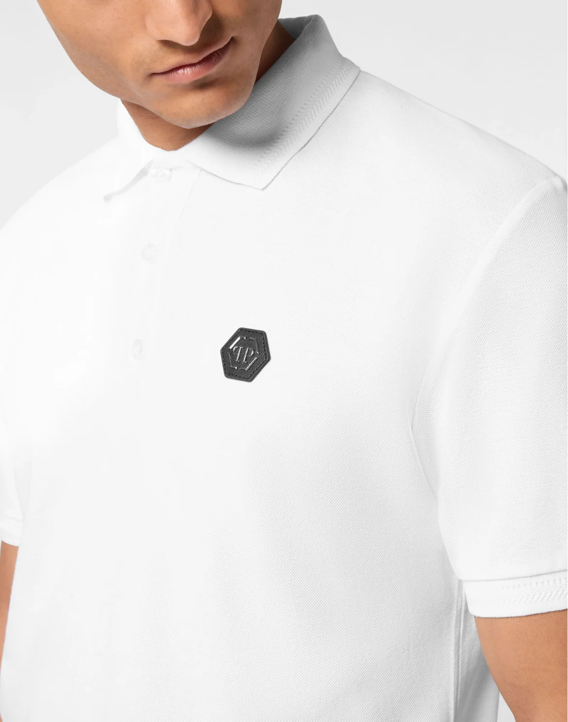 Pique Polo Shirt SS Gothic Plein, цвет: Белый