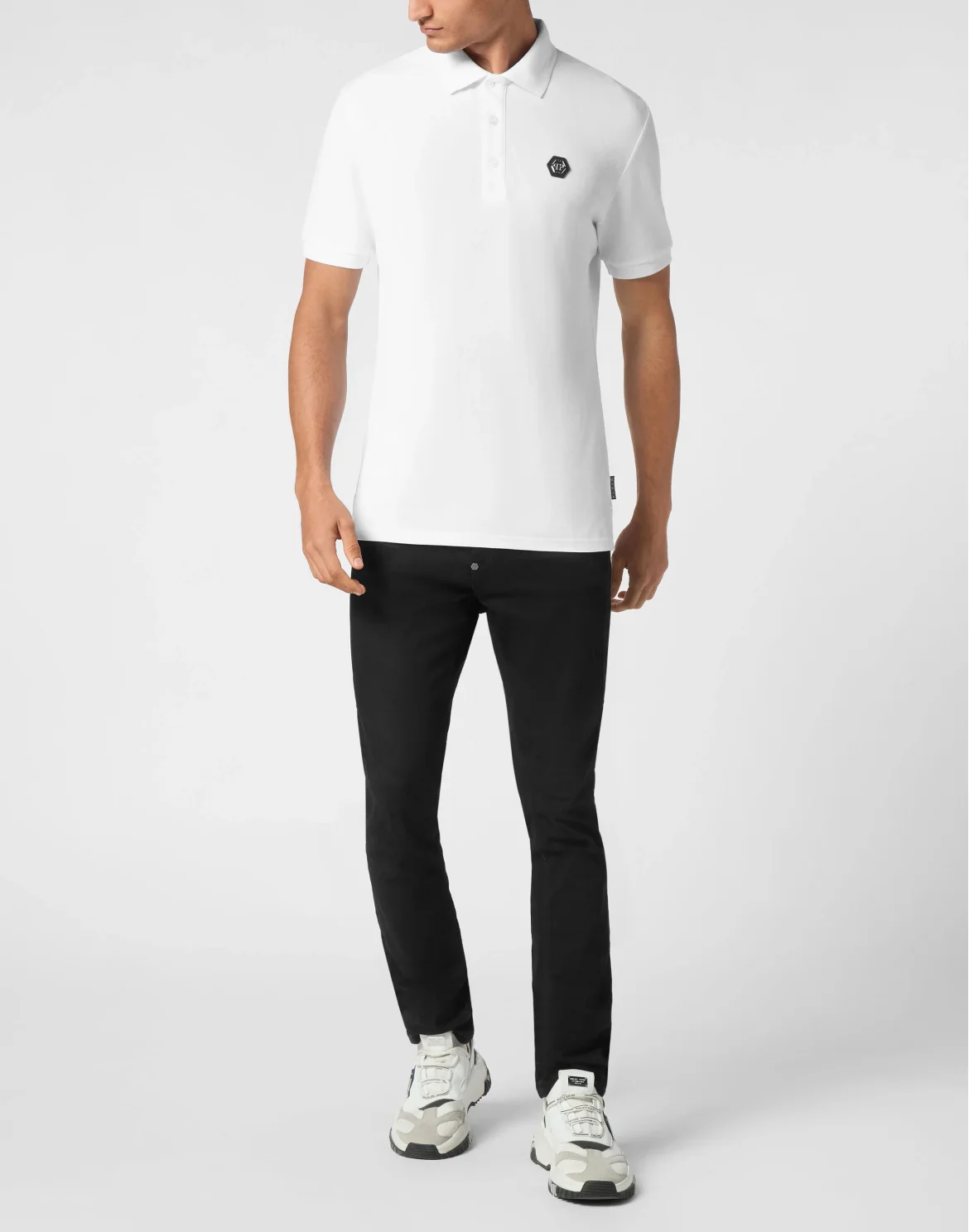Pique Polo Shirt SS Gothic Plein, цвет: Белый