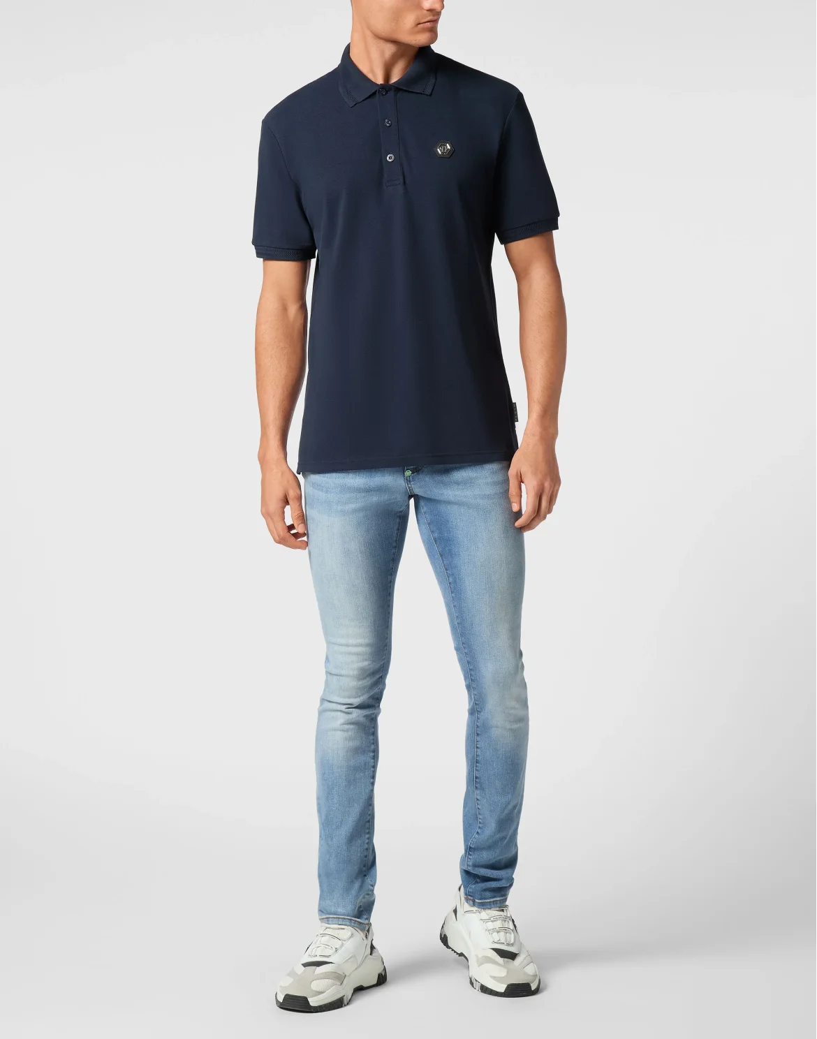 Pique Polo Shirt SS Gothic Plein, цвет: Синий